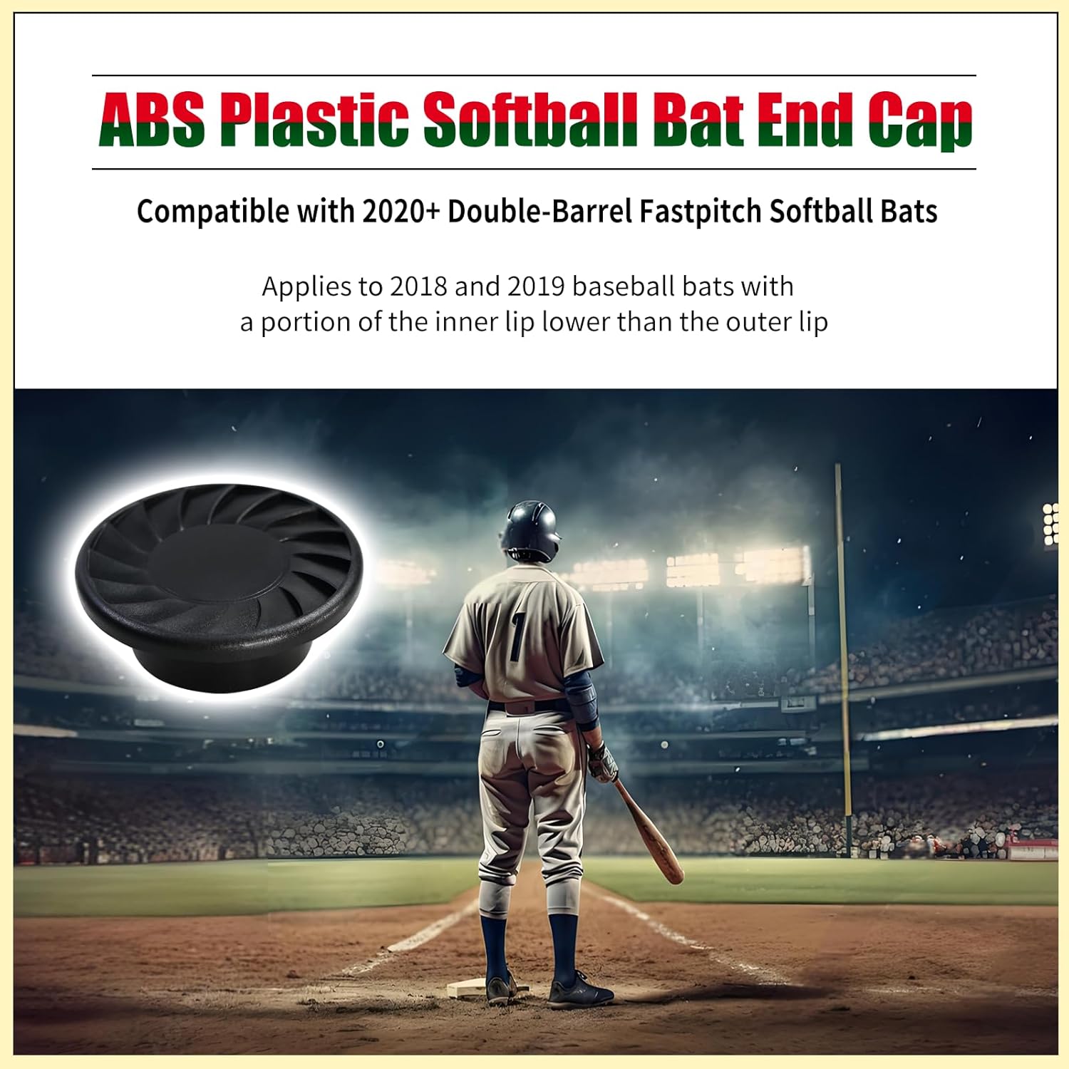 ABS Plastic Softball Bat End Cap Compatible with 2020+ Double-Barrel Fastpitch Bats, Fit for 2018 and 2019 Baseball Bats a Portion of the Inner Lip Lower Than Outer - - Image 3