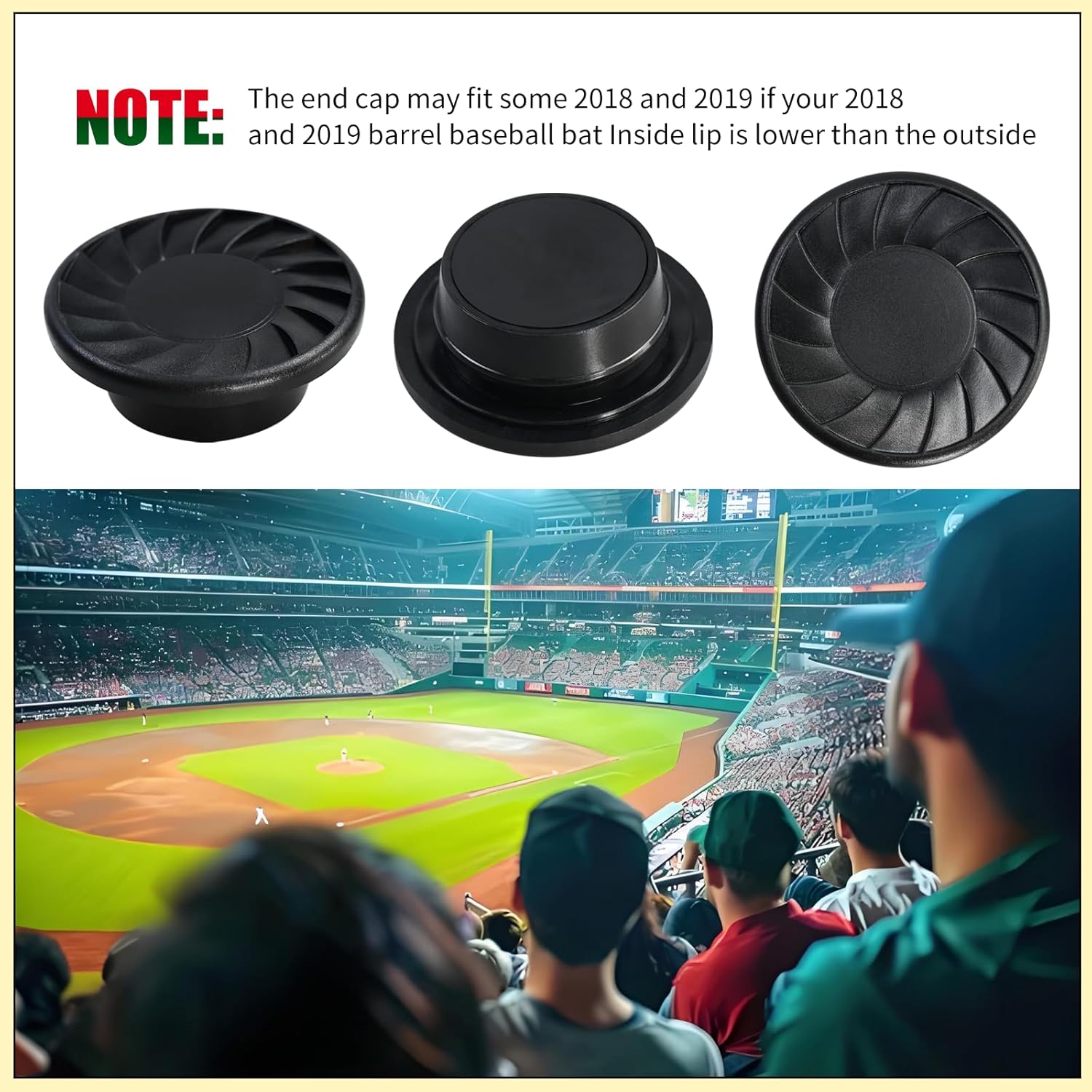 ABS Plastic Softball Bat End Cap Compatible with 2020+ Double-Barrel Fastpitch Bats, Fit for 2018 and 2019 Baseball Bats a Portion of the Inner Lip Lower Than Outer - - Image 6