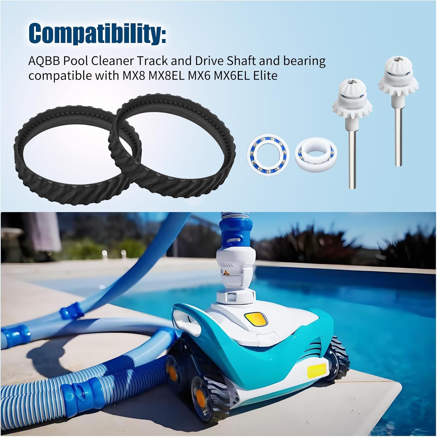 R0796200 Tune Up Kit Compatible with Zodiac Baracuda MX8 MX8EL MX6 Elite Cleaner, Pool Cleaner Move Repair Replacement Parts Tire Tracks, Drive Shafts, Bearing Assembly- R0526100 R0525100 R0527000 - - Image 5