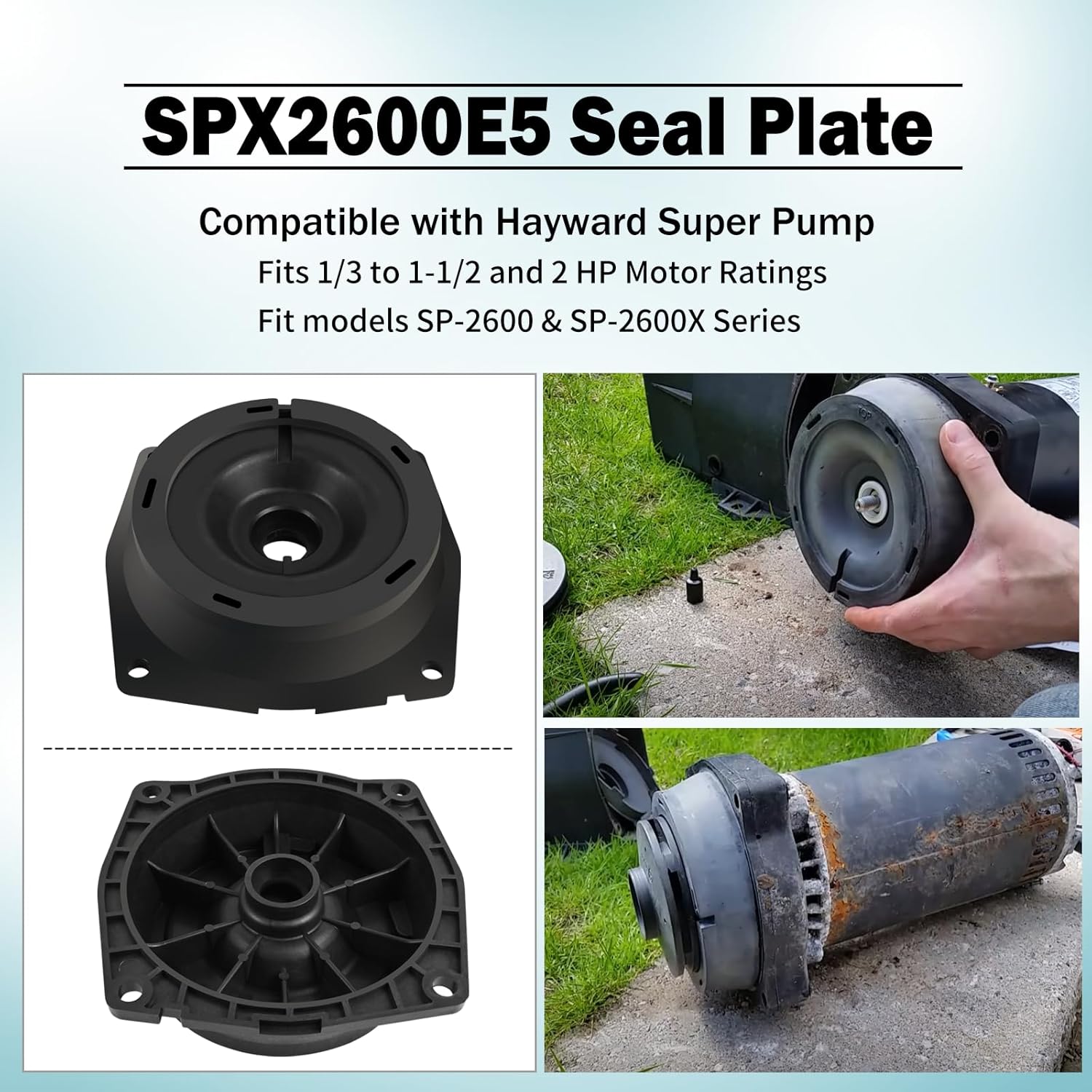 SPX2600E5 Seal Plate Compatible with Hayward Super Pump,Fits 1/3 to 1-1/2 and 2 HP Motor Ratings,Fit models SP-2600 & SP-2600X Series - - Image 2