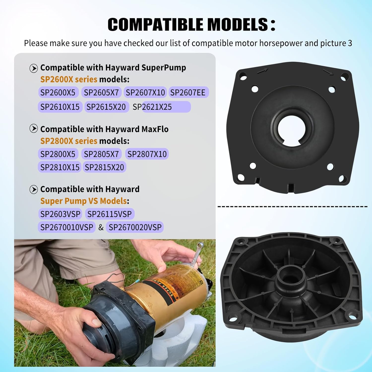 SPX2600E5 Seal Plate Compatible with Hayward Super Pump,Fits 1/3 to 1-1/2 and 2 HP Motor Ratings,Fit models SP-2600 & SP-2600X Series - - Image 4