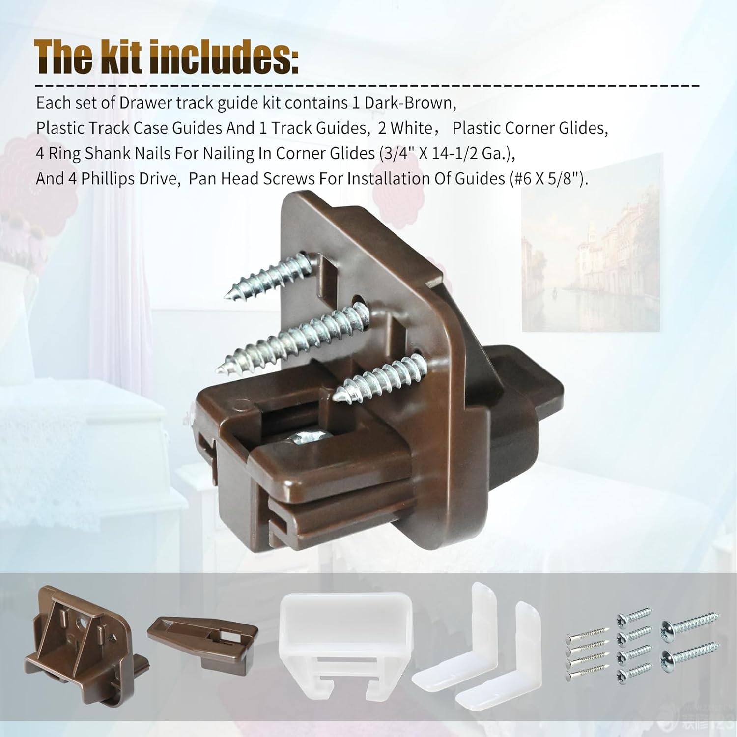 5 Set R 7321 Track Guide and Glides Replacement,Drawer kit Compatible with Kenlin Rite Trak 1 System, Drawer Hardware to Repair Furniture for Dressers, Hutches & Nightstand Systems - - Image 7