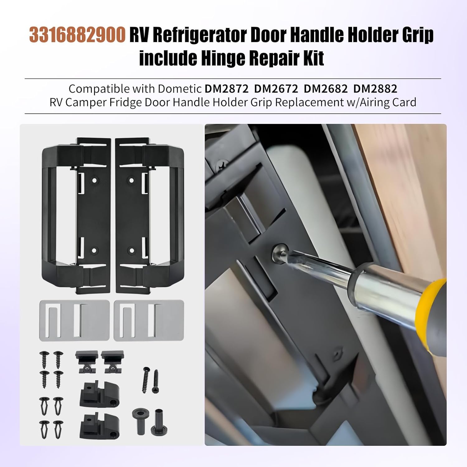 3316882900 RV Refrigerator Door Handle Replacement,Fridge Compatible with Dometic Camper Refrigerator,Fit for DM2872 DM2672 DM2682 DM2882 - - Image 3