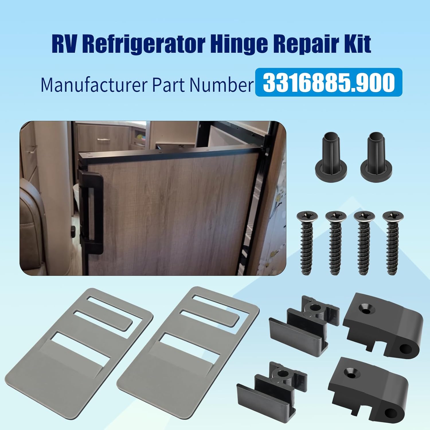 3316885.900 RV Hinge Repair Kit Compatible with Dometic,RV Refrigerator Replacement Parts Fit for DM2672 - DM2872 DM2882 DM2682 - Image 2