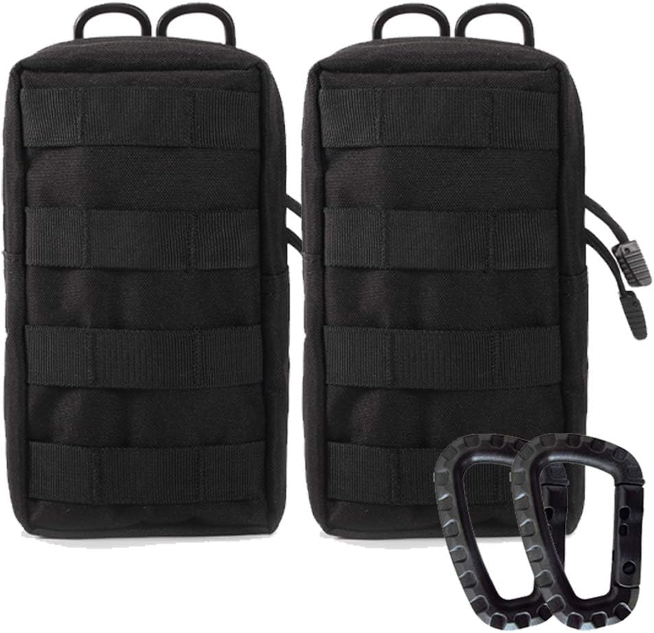 2 Pack Molle Pouches - Tactical Compact Water-Resistant Utility Gadget Gear EDC Pouch Hanging Waist Bags Black - Image 1