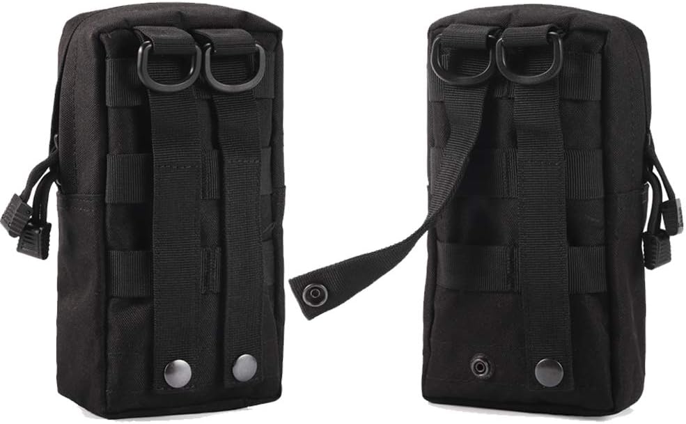 2 Pack Molle Pouches - Tactical Compact Water-Resistant Utility Gadget Gear EDC Pouch Hanging Waist Bags Black - Image 2