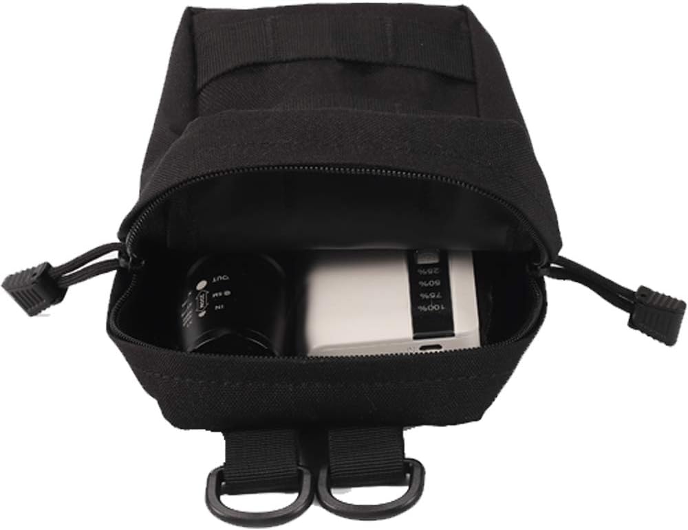 2 Pack Molle Pouches - Tactical Compact Water-Resistant Utility Gadget Gear EDC Pouch Hanging Waist Bags Black - Image 5