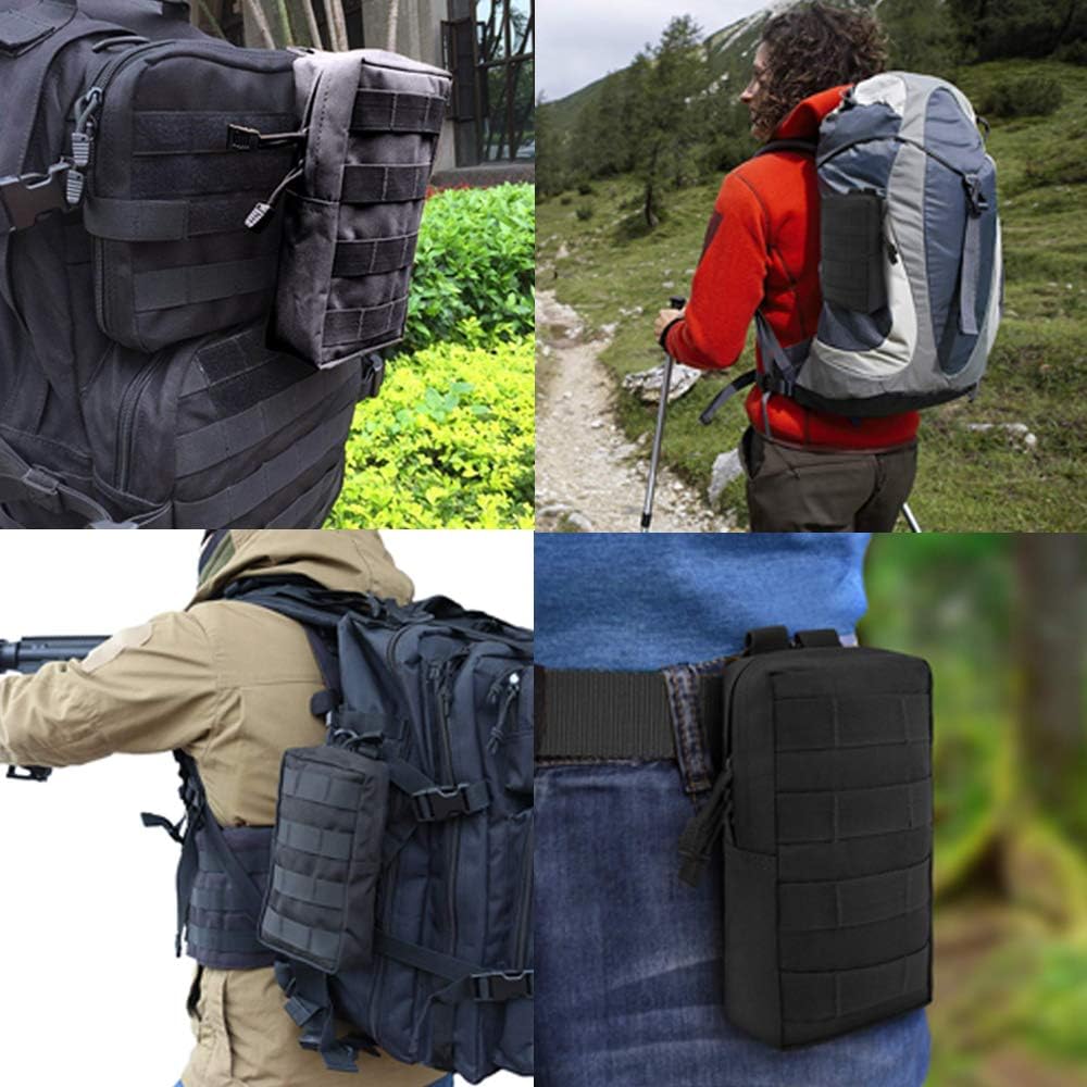 2 Pack Molle Pouches - Tactical Compact Water-Resistant Utility Gadget Gear EDC Pouch Hanging Waist Bags Black - Image 6