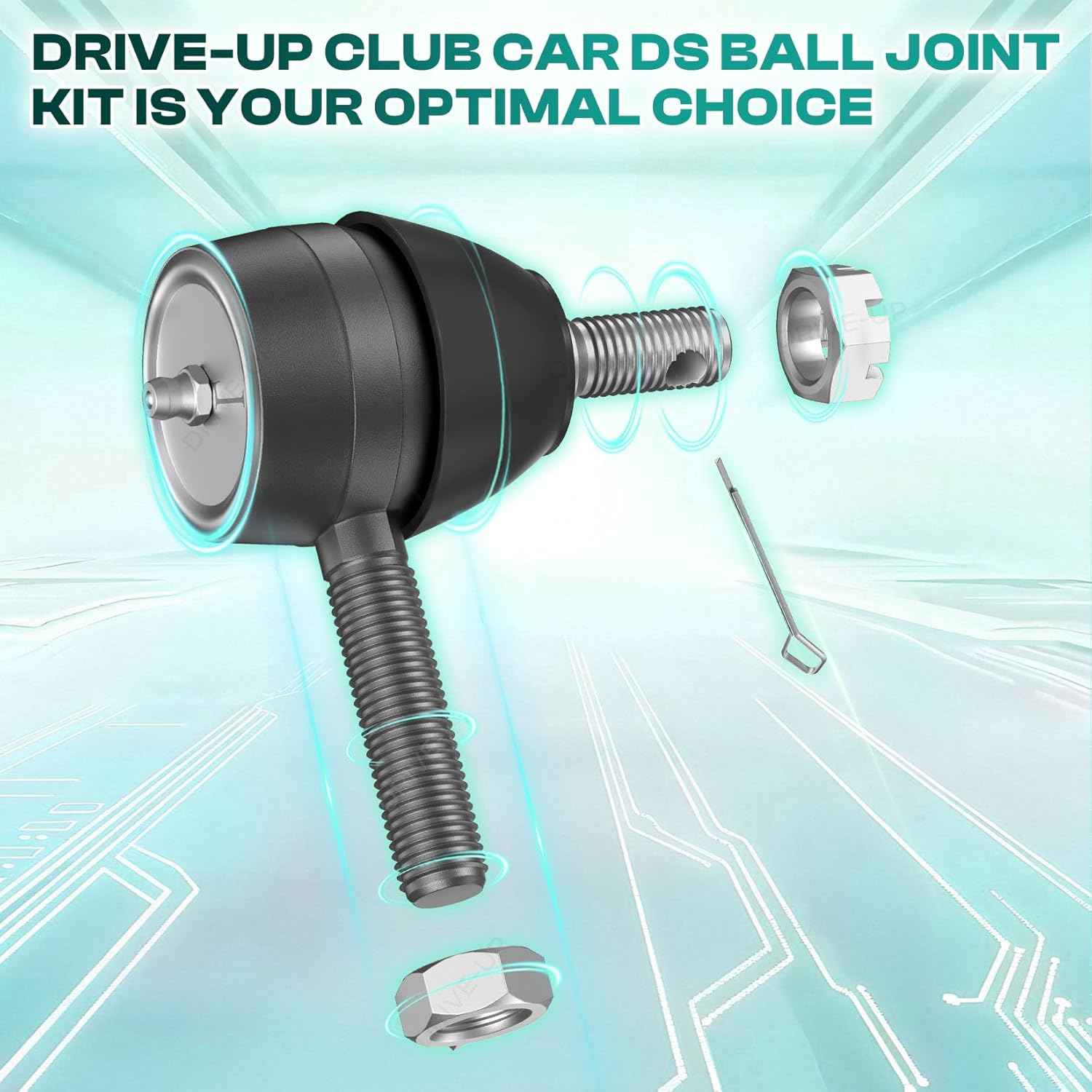 Ball Joint Kit,Set of (3) Tie Rod End with grease fitting Fits for Club Car DS Golf Carts (1976-2008) - - Image 4