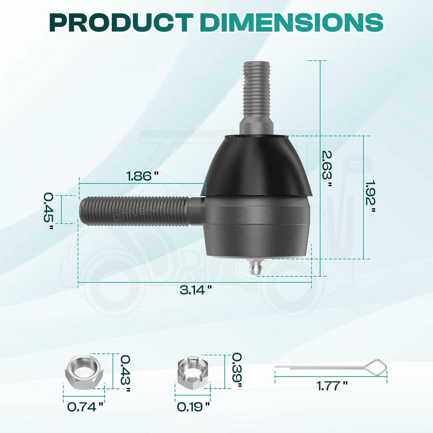 Ball Joint Kit,Set of (3) Tie Rod End with grease fitting Fits for Club Car DS Golf Carts (1976-2008) - - Image 5