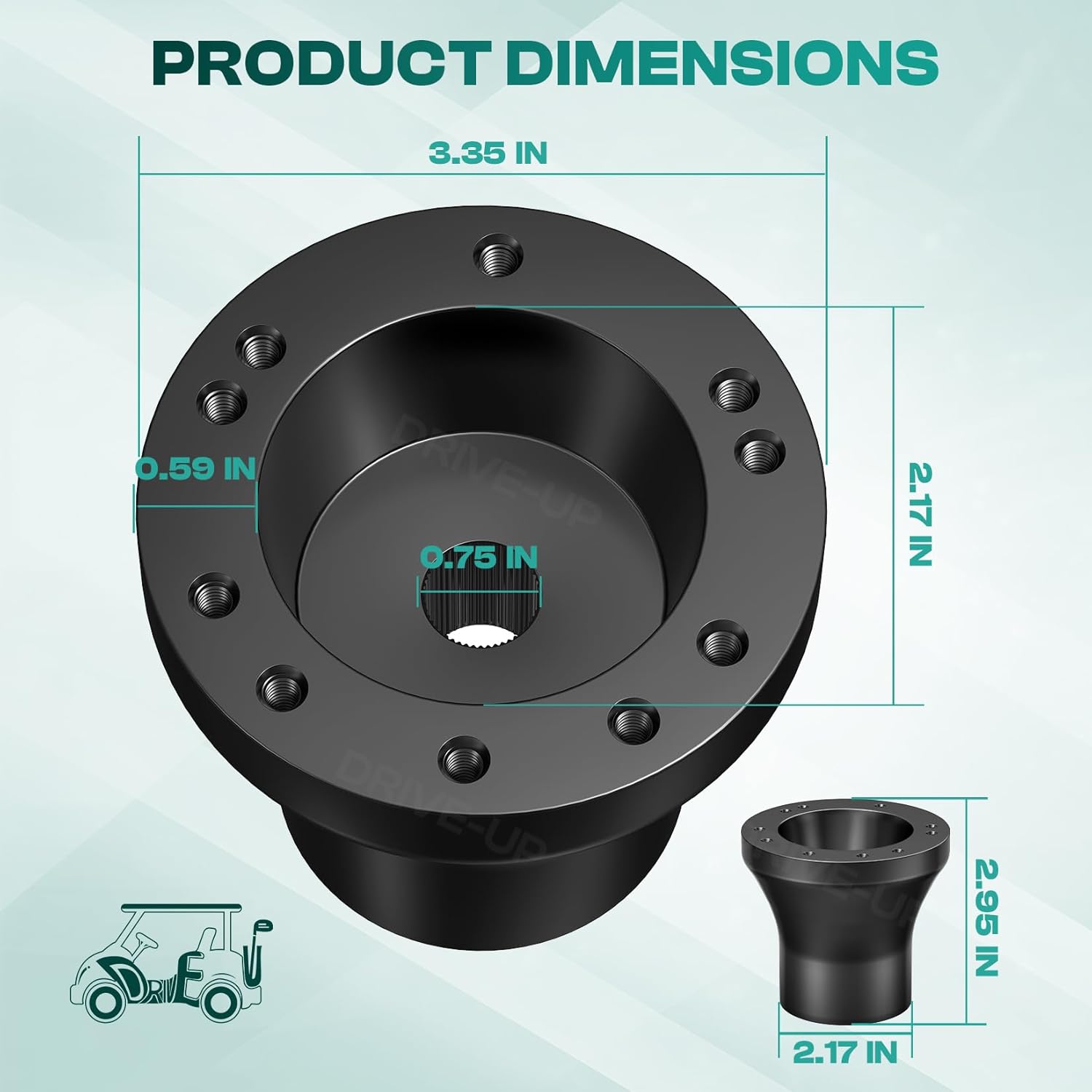 Golf Cart Steering Wheel Adapter, EZGO Adapter for TXT and RXV Models-Black - - Image 7
