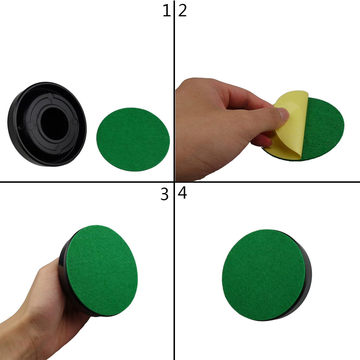 12 Pack Self Adhesive Air Hockey Mallet Felt Pads, Green, 94mm (green-12 Pack) - Image 4