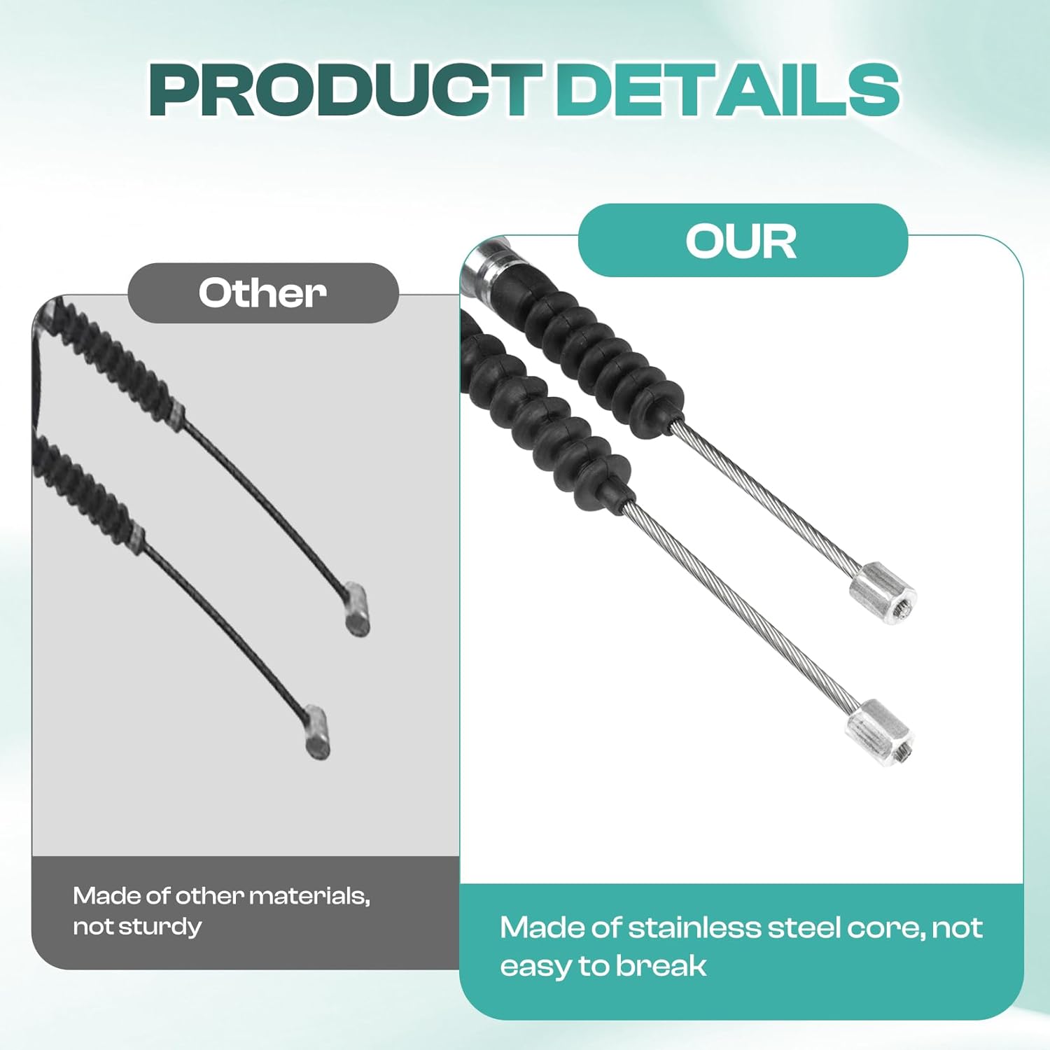 Club Car DS Brake Cable Kit Stainless Steel Core 2000-Up 102022101 Driver & Passenger Side Cables - - Image 3