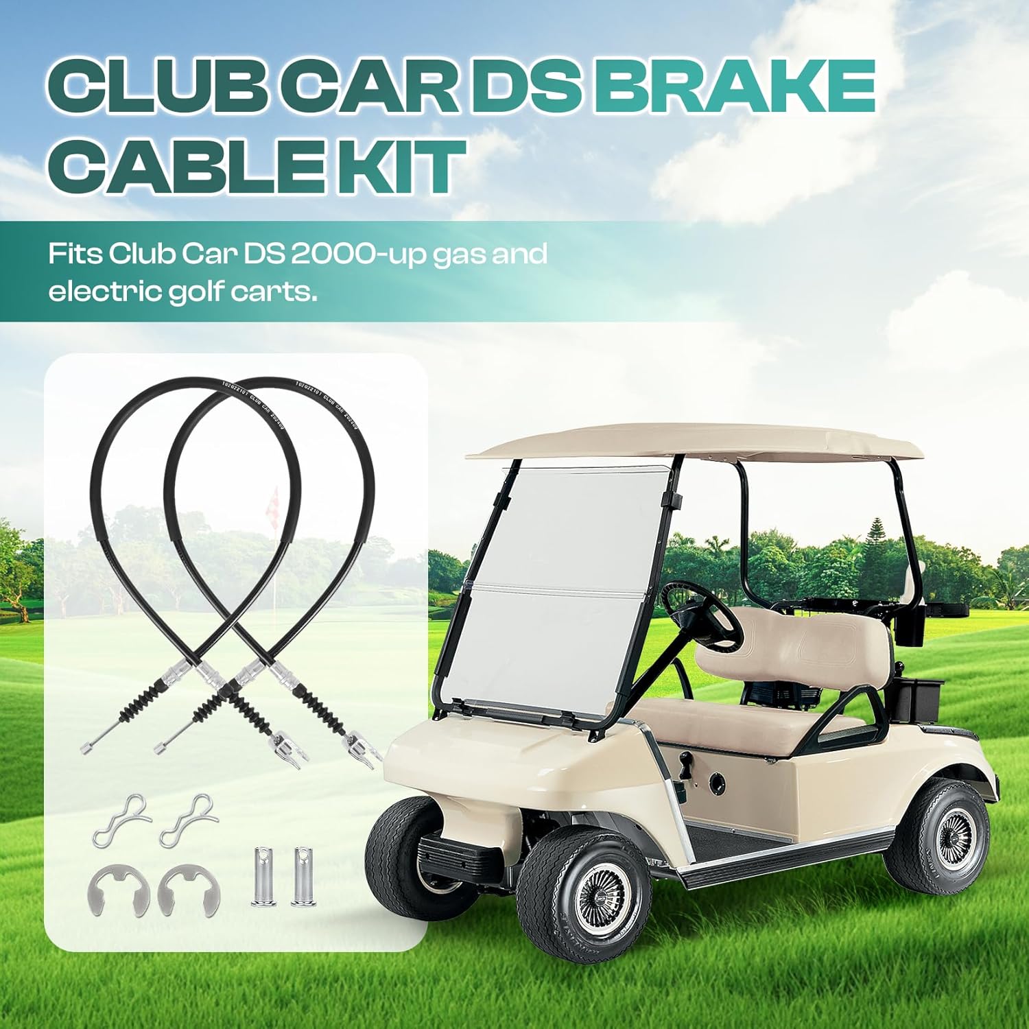 Club Car DS Brake Cable Kit Stainless Steel Core 2000-Up 102022101 Driver & Passenger Side Cables - - Image 7