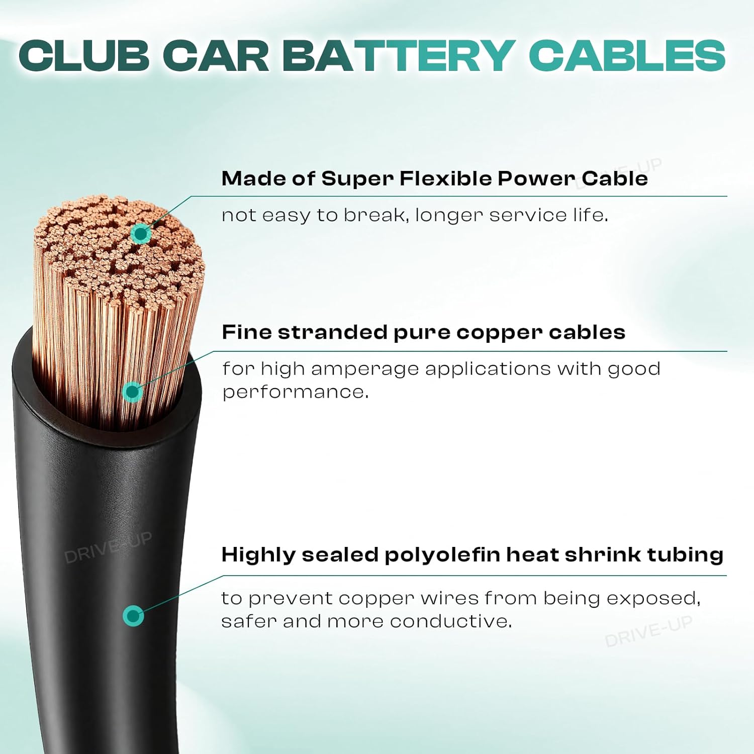 Club Car DS Battery Cables, Golf Cart Cables for 1995-Up Carts 48V 4 Gauge (Set of 5) - - Image 5