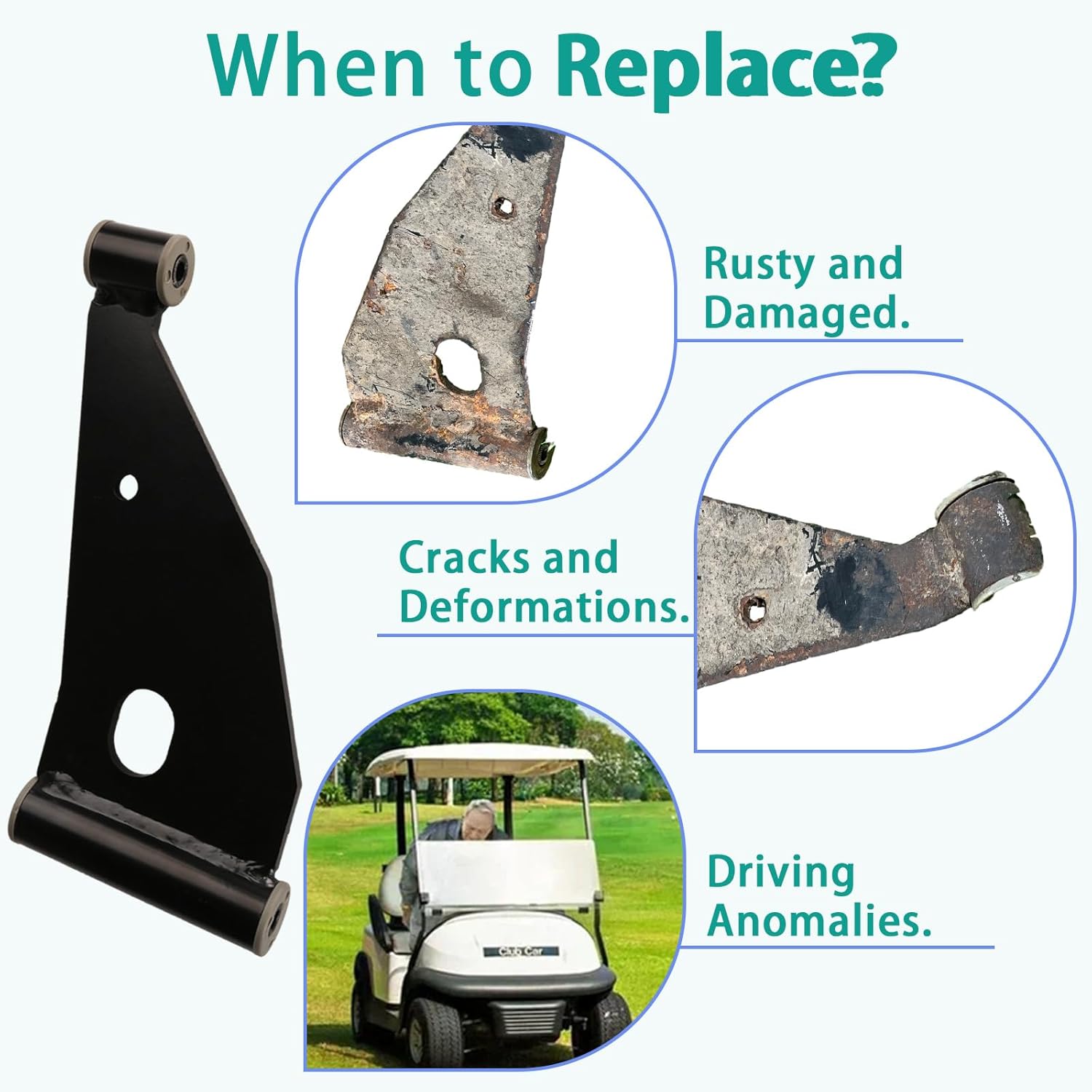 Control Arm Delta A-Plate for 2004+ Club Car Precedent & 2018-up Tempo Golf Carts 102287301/103388501 (Control A-Arm Kit) - - Image 2