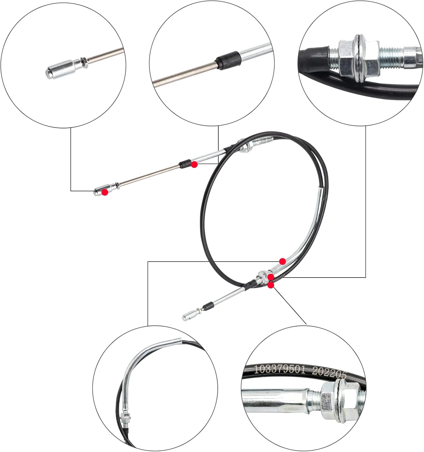 Golf Cart Transmission Shift Forward Reverse Cable for 1998-2003 Club Car DS Carts, OEM 101951501 103379501 - - Image 3