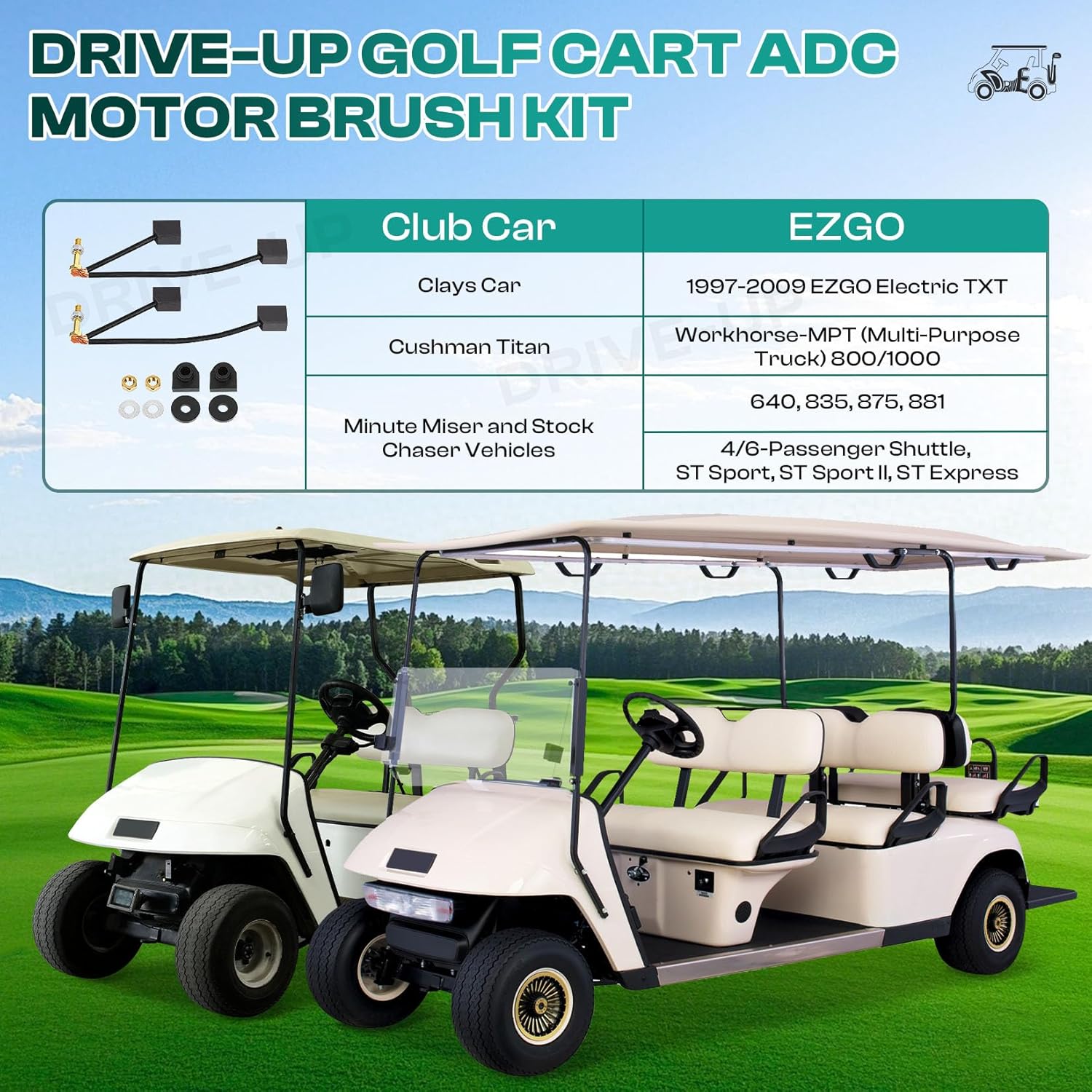 Golf Cart ADC Motor Brush Kit,Fits Club Car EZGO 73120-G25 1021862-01,102187101 - - Image 5