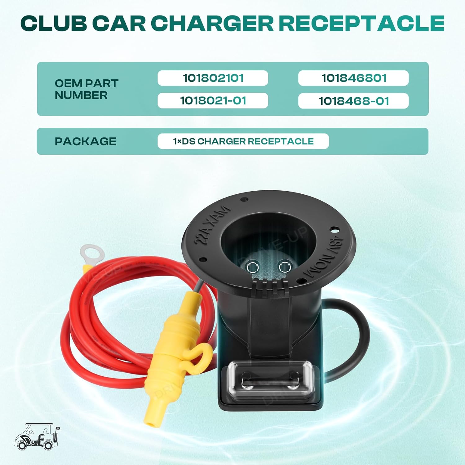 48V Club Car Charger Receptacle Plug for DS Modes, Golf Cart Charging Port with Cord and OEM 101828901 101802101 - - Image 2
