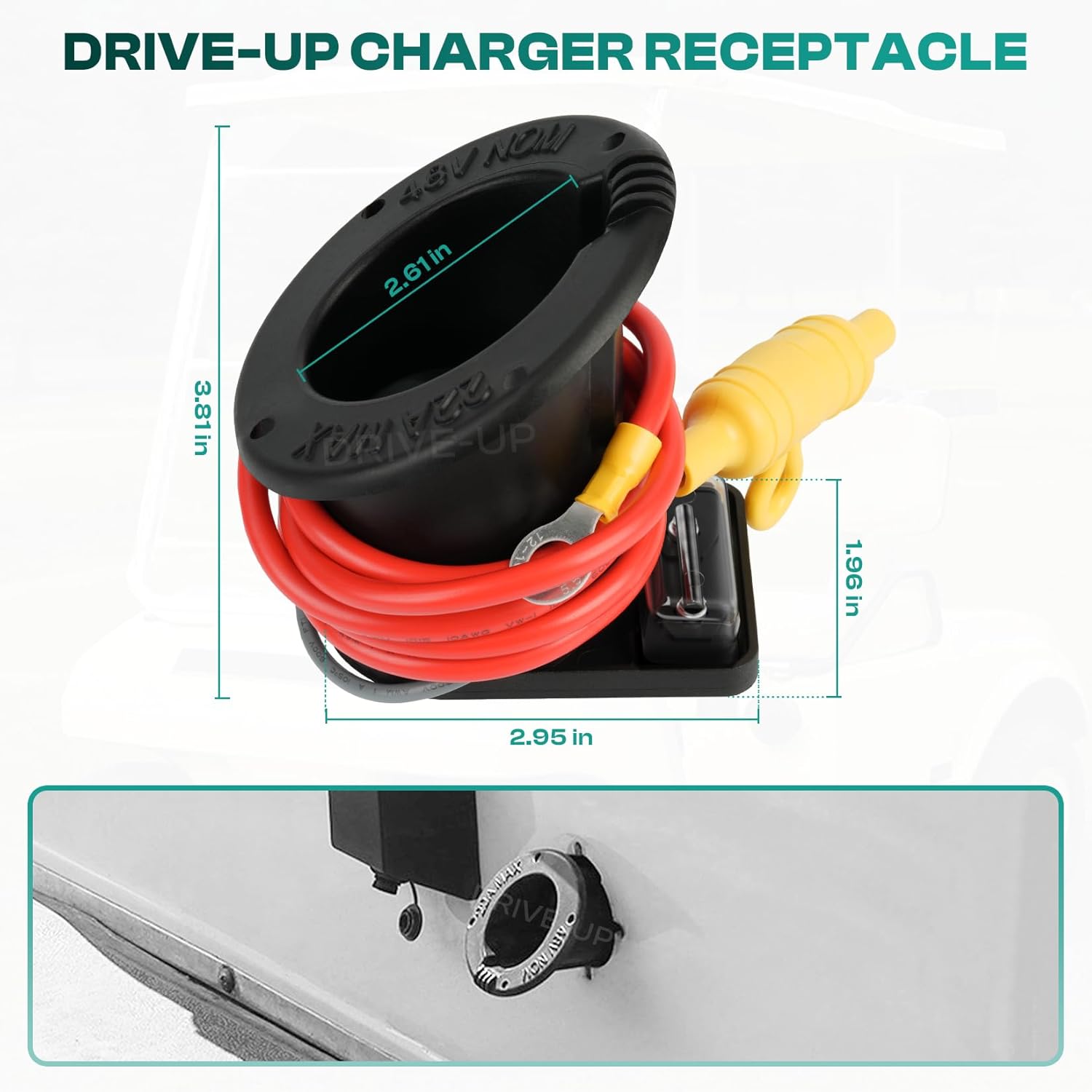48V Club Car Charger Receptacle Plug for DS Modes, Golf Cart Charging Port with Cord and OEM 101828901 101802101 - - Image 5