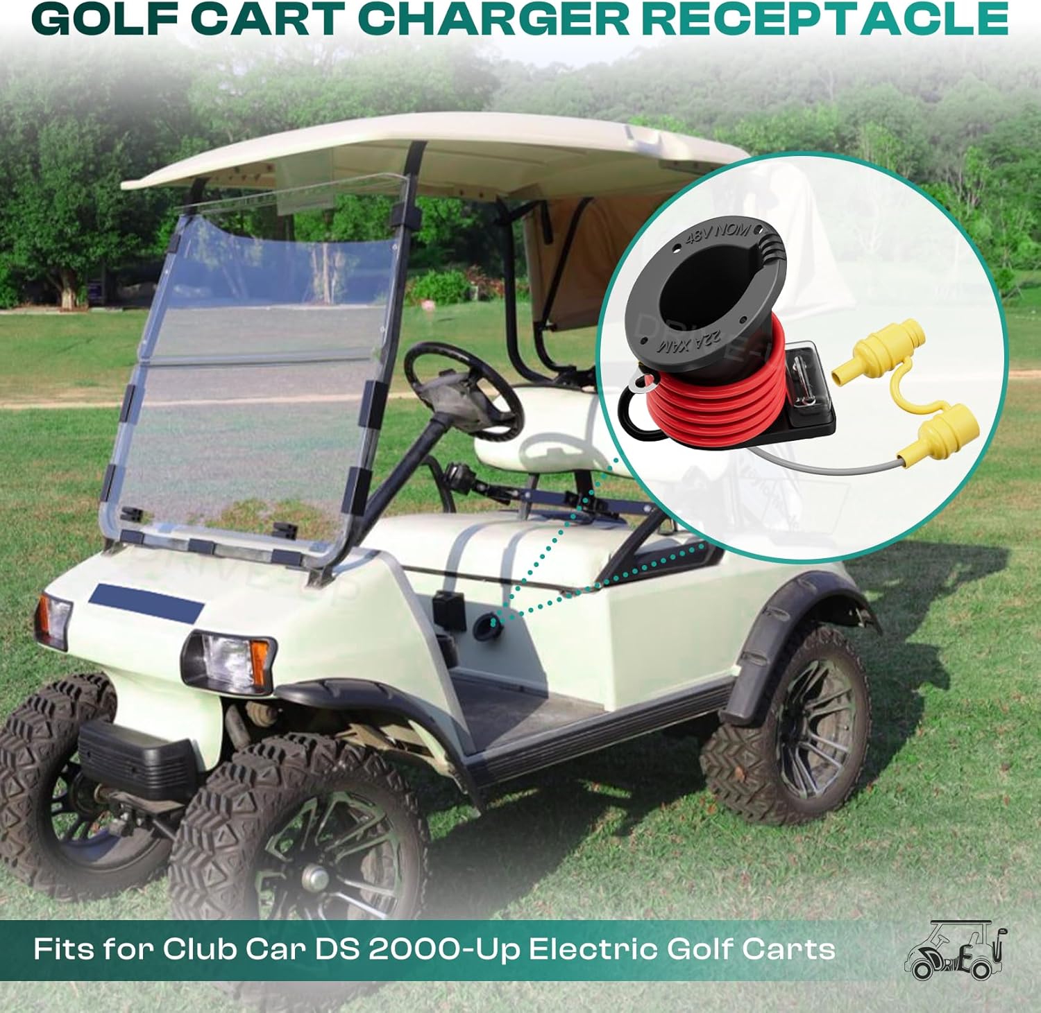 48V Club Car Charger Receptacle Plug for DS Modes, Golf Cart Charging Port with Cord and OEM 101828901 101802101 - - Image 7