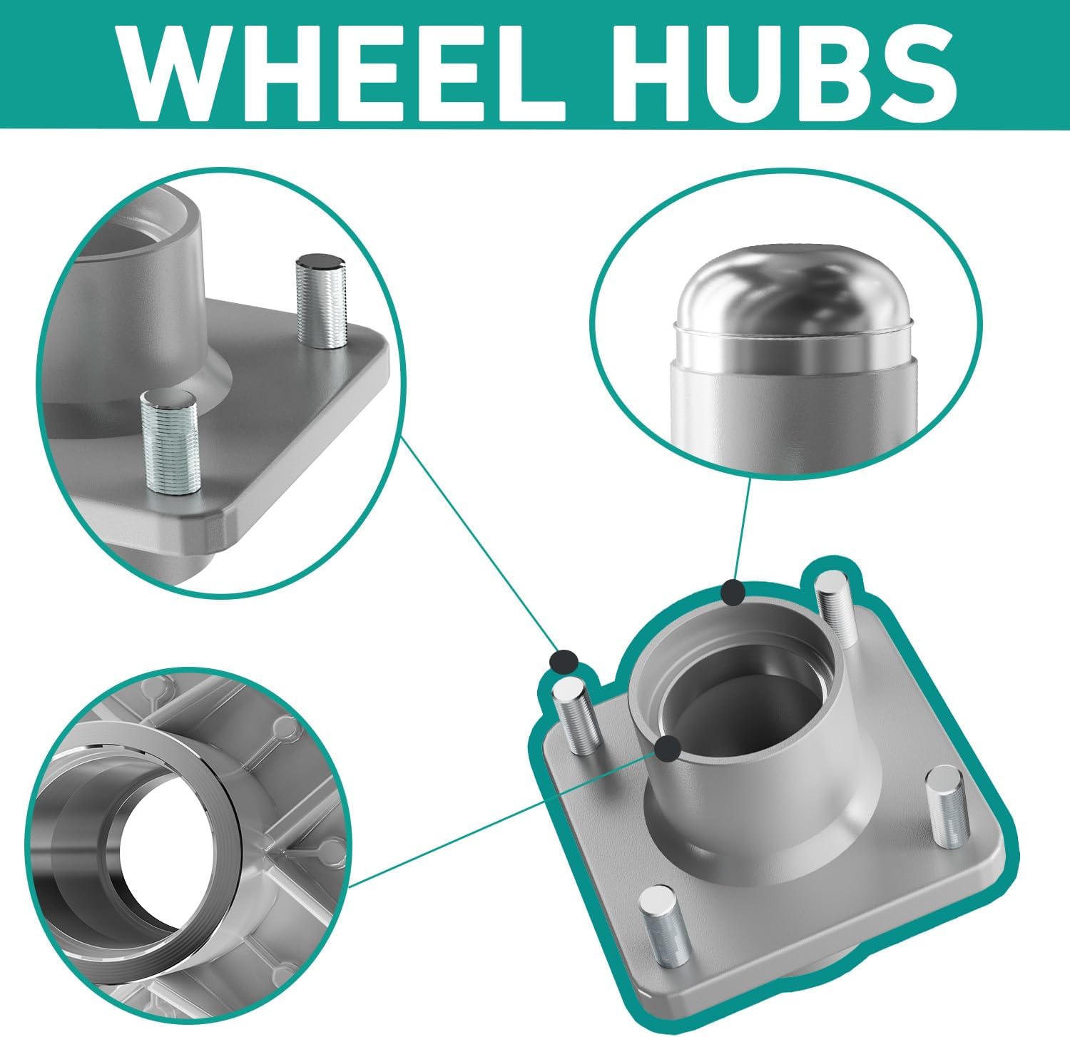 Club Car DS Front Hub Assembly, Golf Cart Wheel with Bearings Seals Kit for 1981-2003 Gas and Electric Carts, OEM 1011892 - - Image 2
