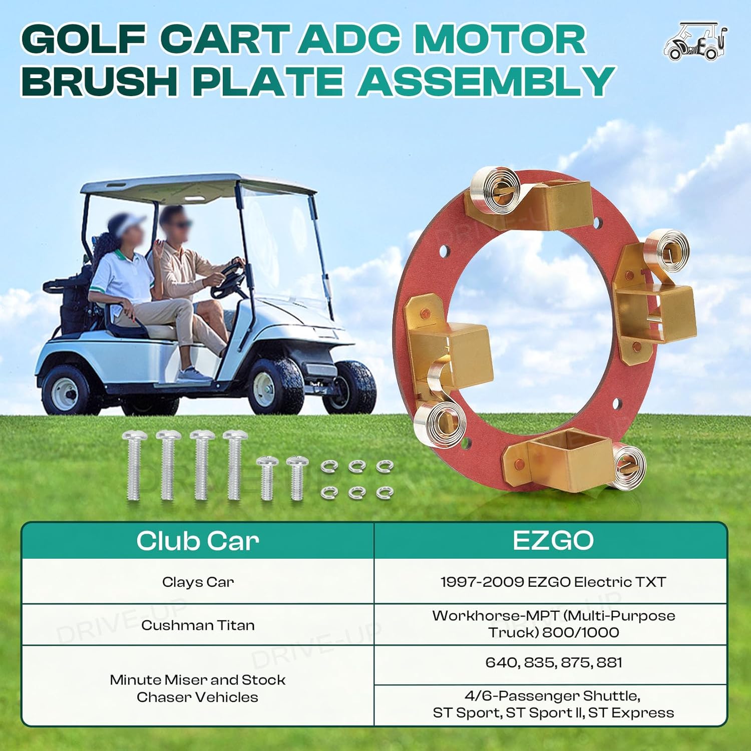 ADC Motor Brush Plate Assembly with Springs, Fits Club Car Electric Golf Cart 1021861-01, EZGO 73120-G15 - - Image 6