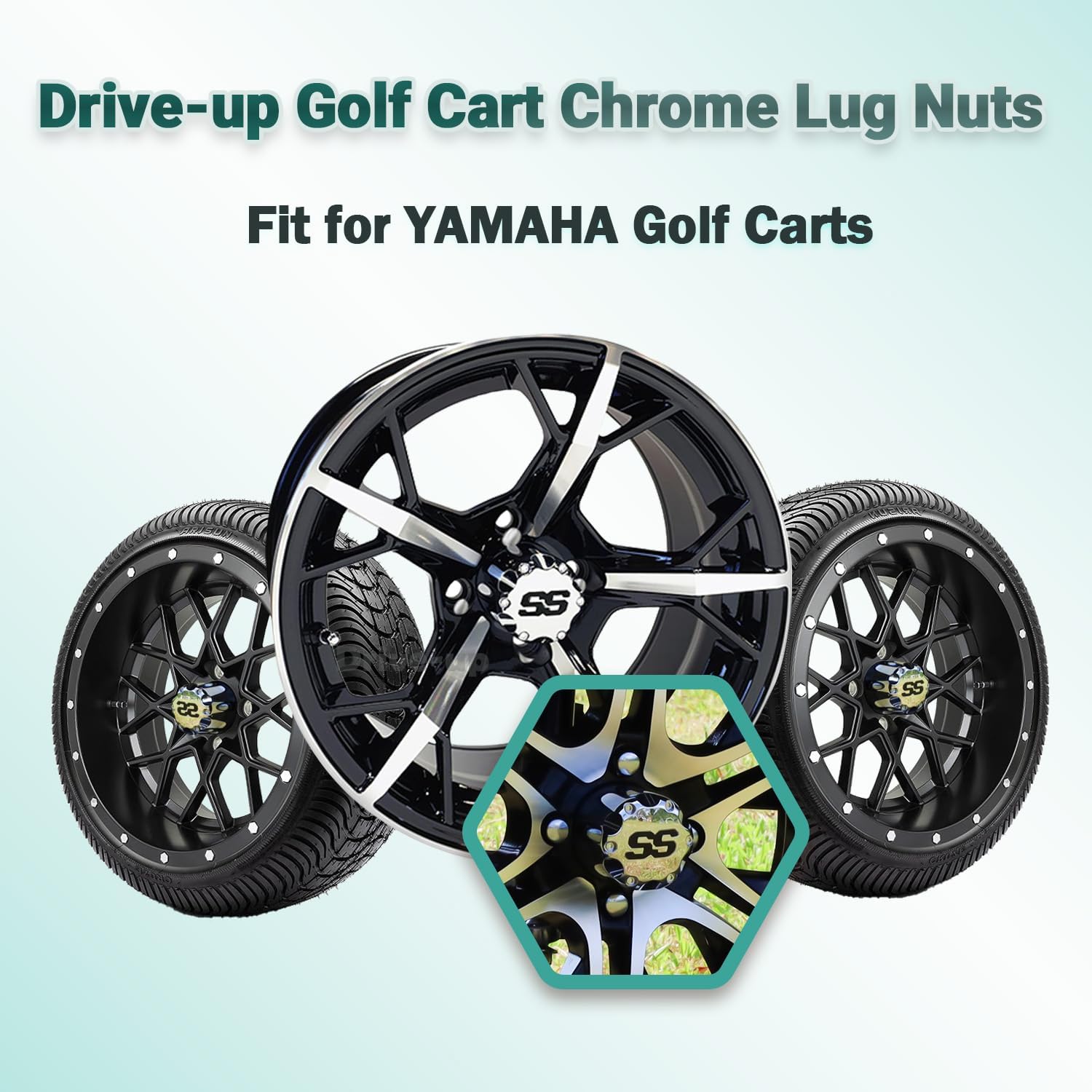 Golf Cart Chrome Lug Nuts Suitable for Yamaha/GEM Models 12MMx1.25-Pack of 16 - - Image 2