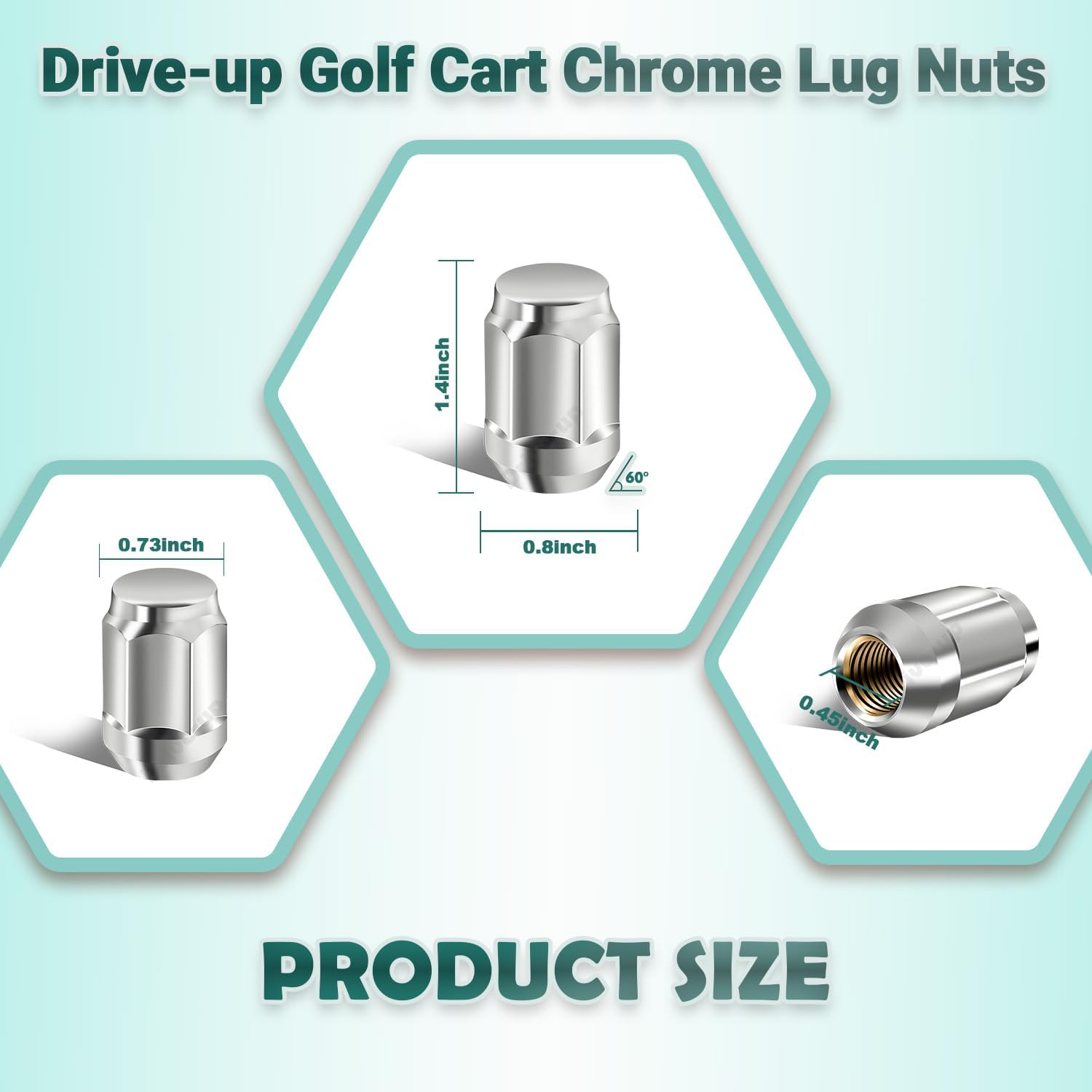 Golf Cart Chrome Lug Nuts Suitable for Yamaha/GEM Models 12MMx1.25-Pack of 16 - - Image 4