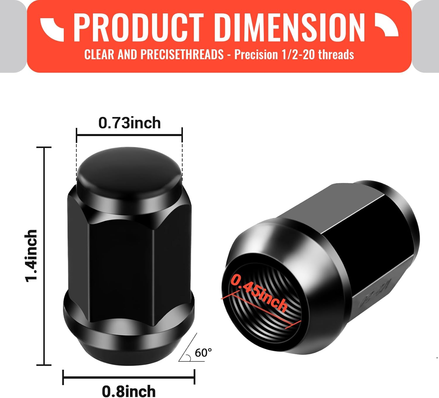 Golf Cart Wheel Lug Nuts, Chrome Nuts for EZGO Club Car Gas and Electric Models, 16 Packs (1/2-20 Size, Silver/Black Modified Style), Replaces OEM 1010984 14723-G1 Black - - Image 2
