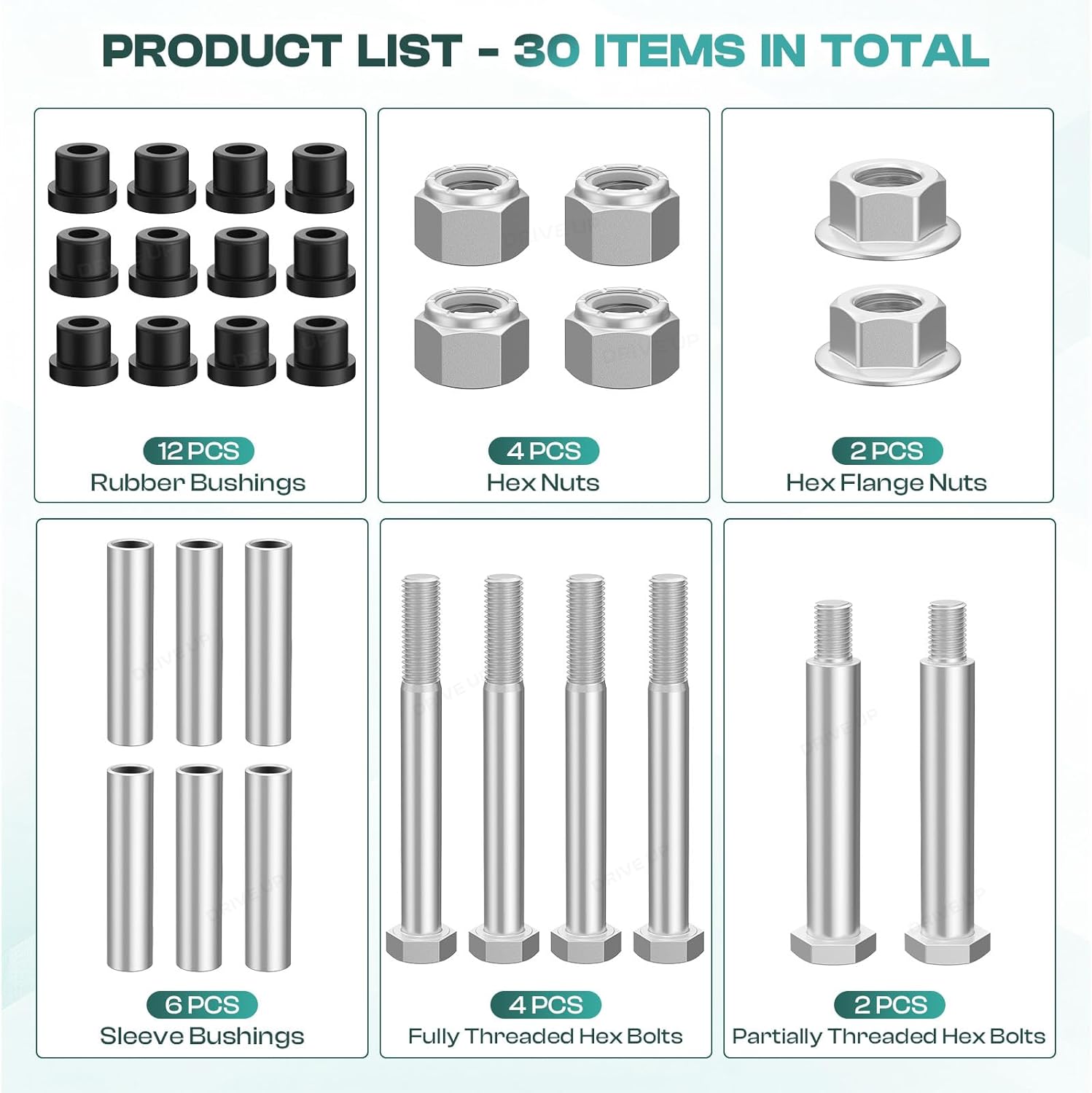 Golf Cart Rear Leaf Spring Bushings Kit for EZGO TXT 1994-up Gas and Electric Carts, Bushing Sleeves with Screws Nuts, Replace OEM 1015583, 70289G0 - - Image 5