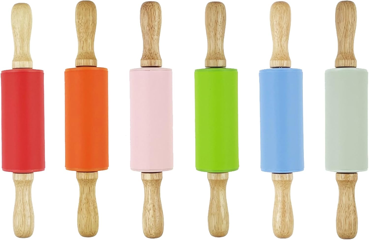 6 Pack Mini Small Rolling Pin for Kids, Kids Wooden Handle (9 Inch)  9 Inch - Image 1