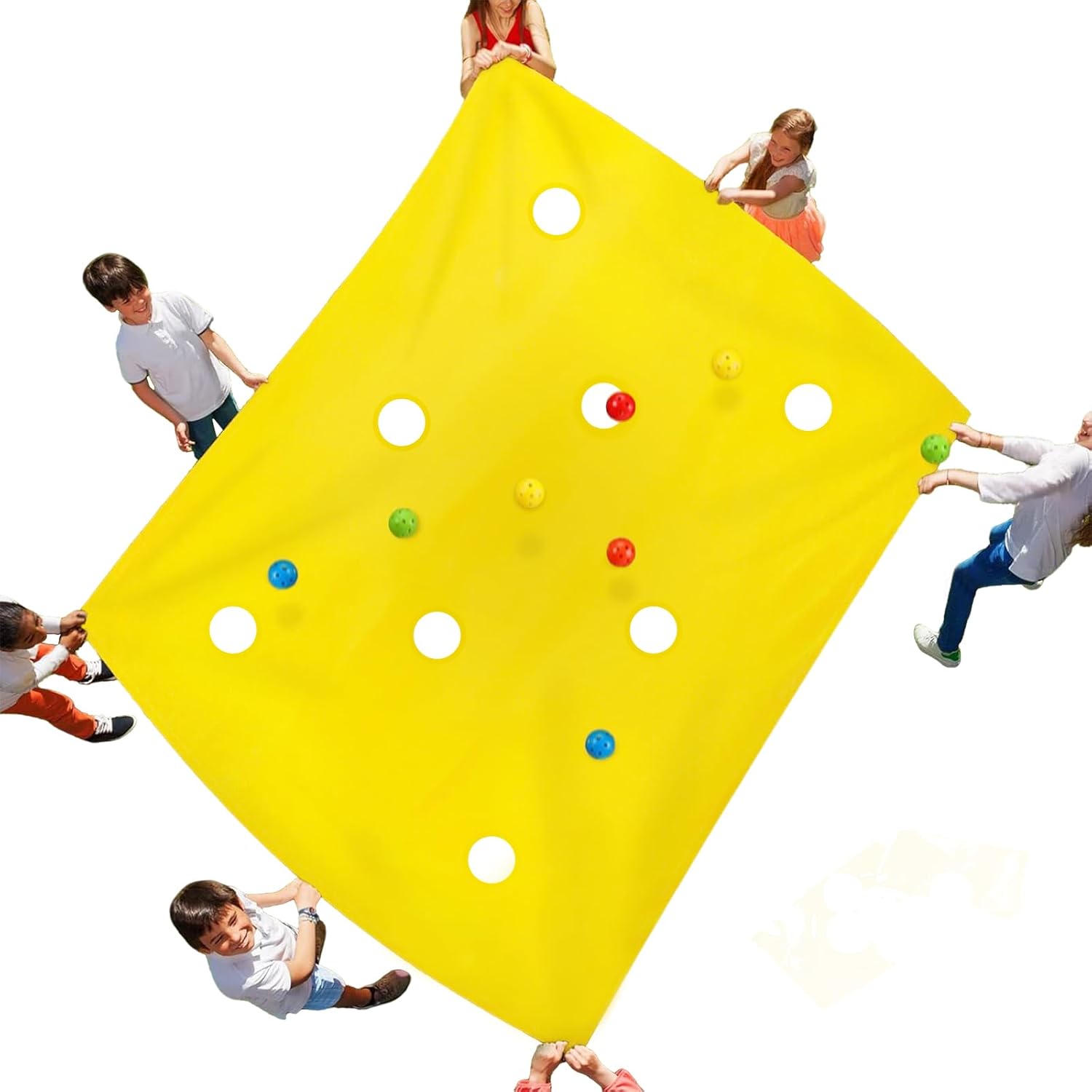 Hole Tarp Team Building Exercise Activities Games Teamwork Group Learning Fun Playing Yellow - 85''Lx57''W - Image 1