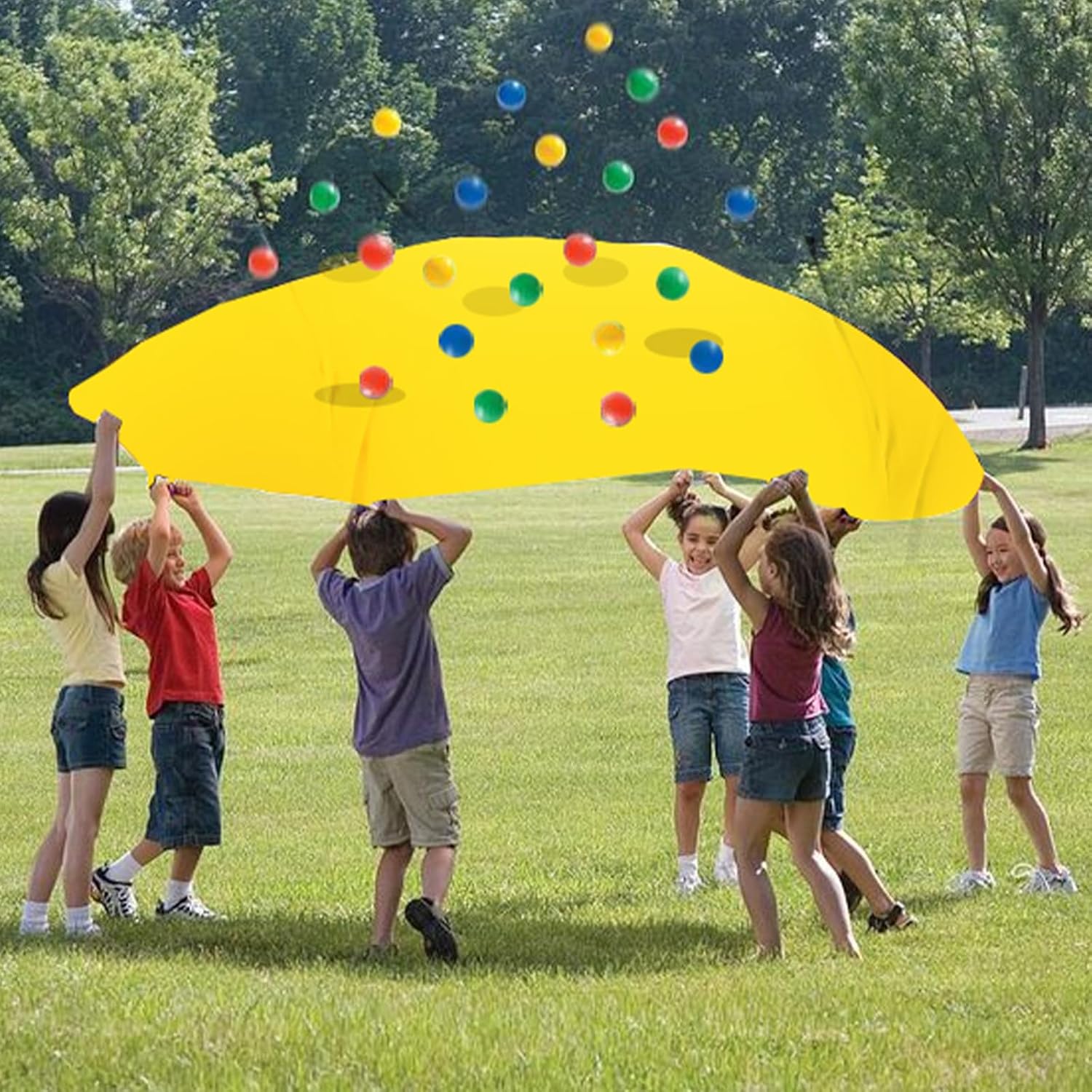Hole Tarp Team Building Exercise Activities Games Teamwork Group Learning Fun Playing Yellow - 85''Lx57''W - Image 3