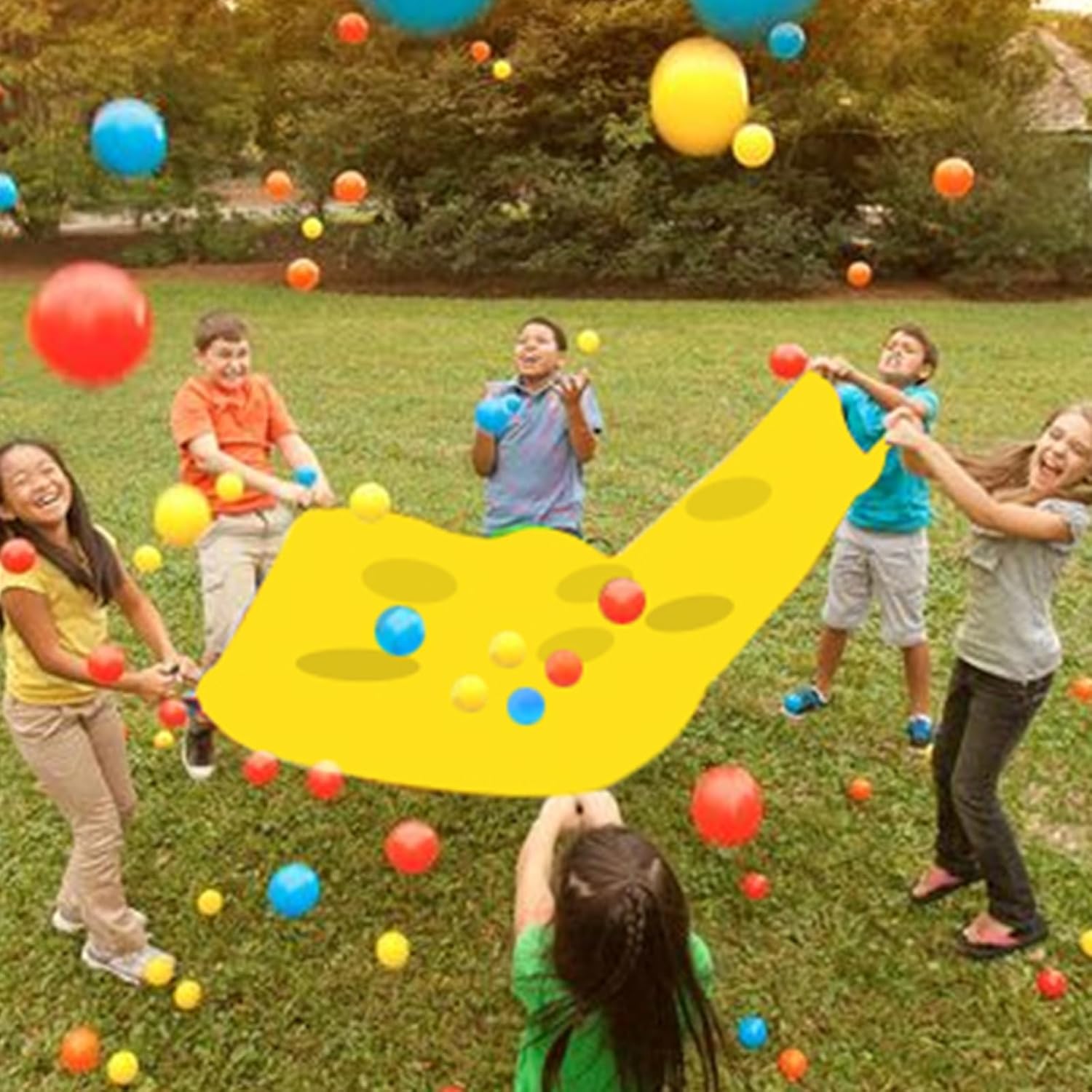 Hole Tarp Team Building Exercise Activities Games Teamwork Group Learning Fun Playing Yellow - 85''Lx57''W - Image 4