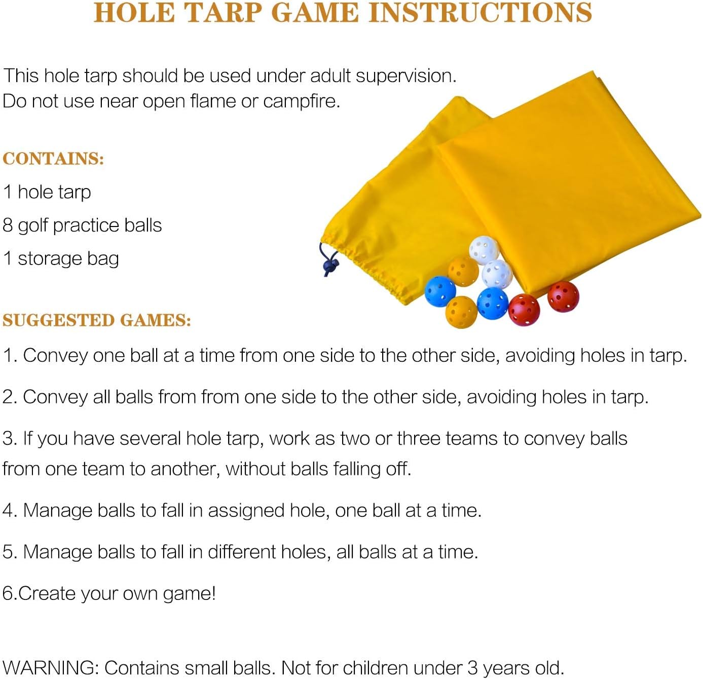 Hole Tarp Team Building Exercise Activities Games Teamwork Group Learning Fun Playing Yellow - 85''Lx57''W - Image 5