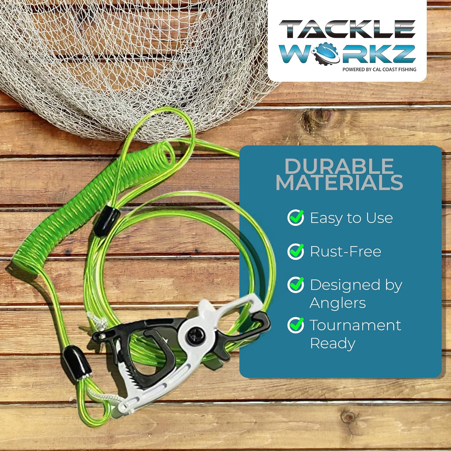 Cal Coast Donkey Leash - Floating Fishing Tether, Ultra-Strong Puncture-Free Clip, Marine Lanyard Tool - Image 2