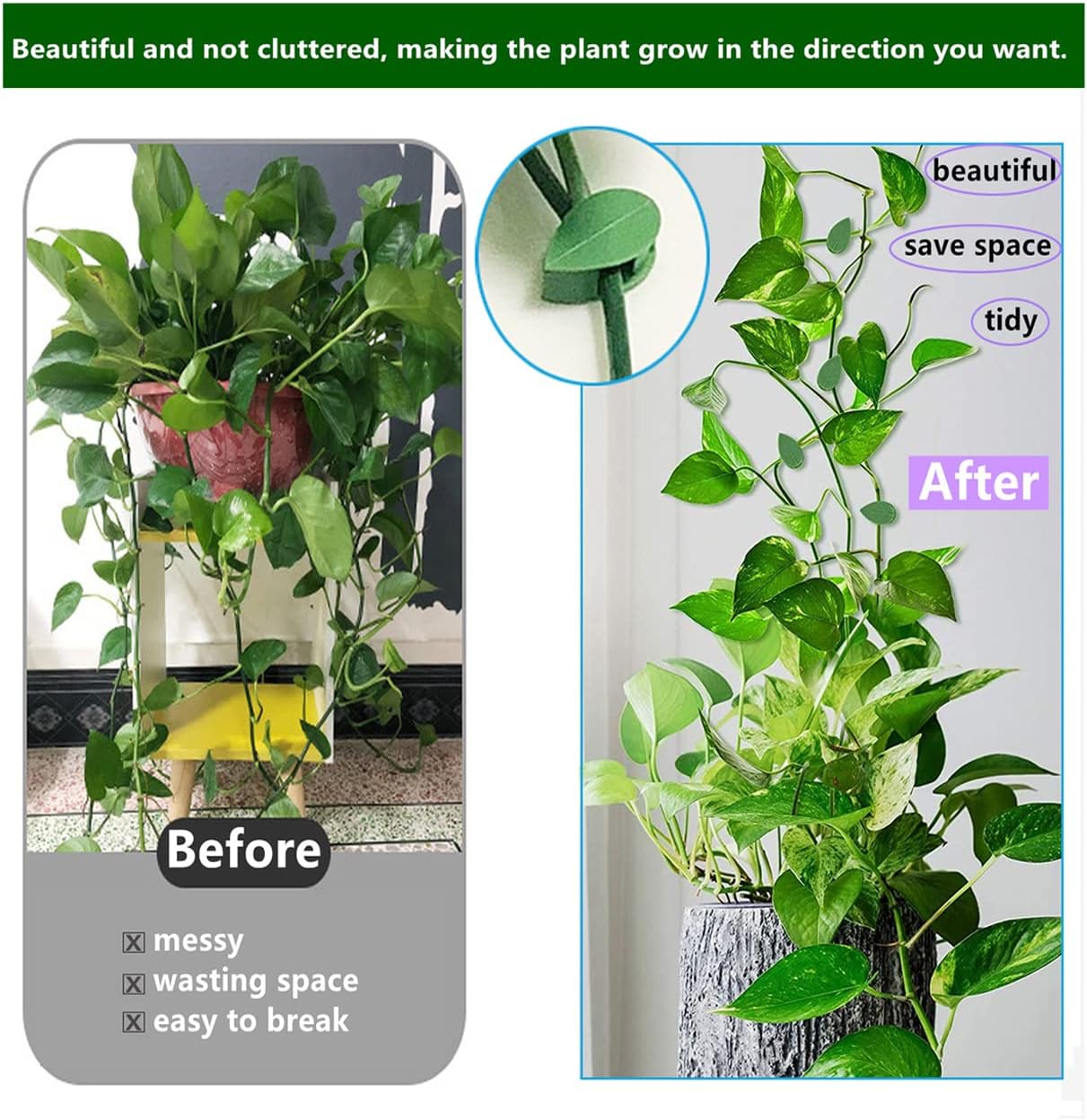 60 Pcs Plant Climbing Wall Fixture Clips Acrylic Self-Adhesive Sticker Fixer Vine Traction Invisible Holder Green Leaf Vines Hook Fixing Clip Indoor Outdoor Decoration - 60PCS - Image 3