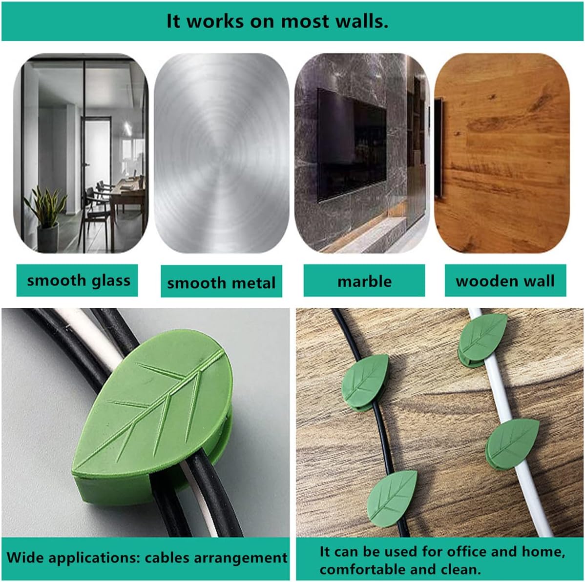 60 Pcs Plant Climbing Wall Fixture Clips Acrylic Self-Adhesive Sticker Fixer Vine Traction Invisible Holder Green Leaf Vines Hook Fixing Clip Indoor Outdoor Decoration - 60PCS - Image 6