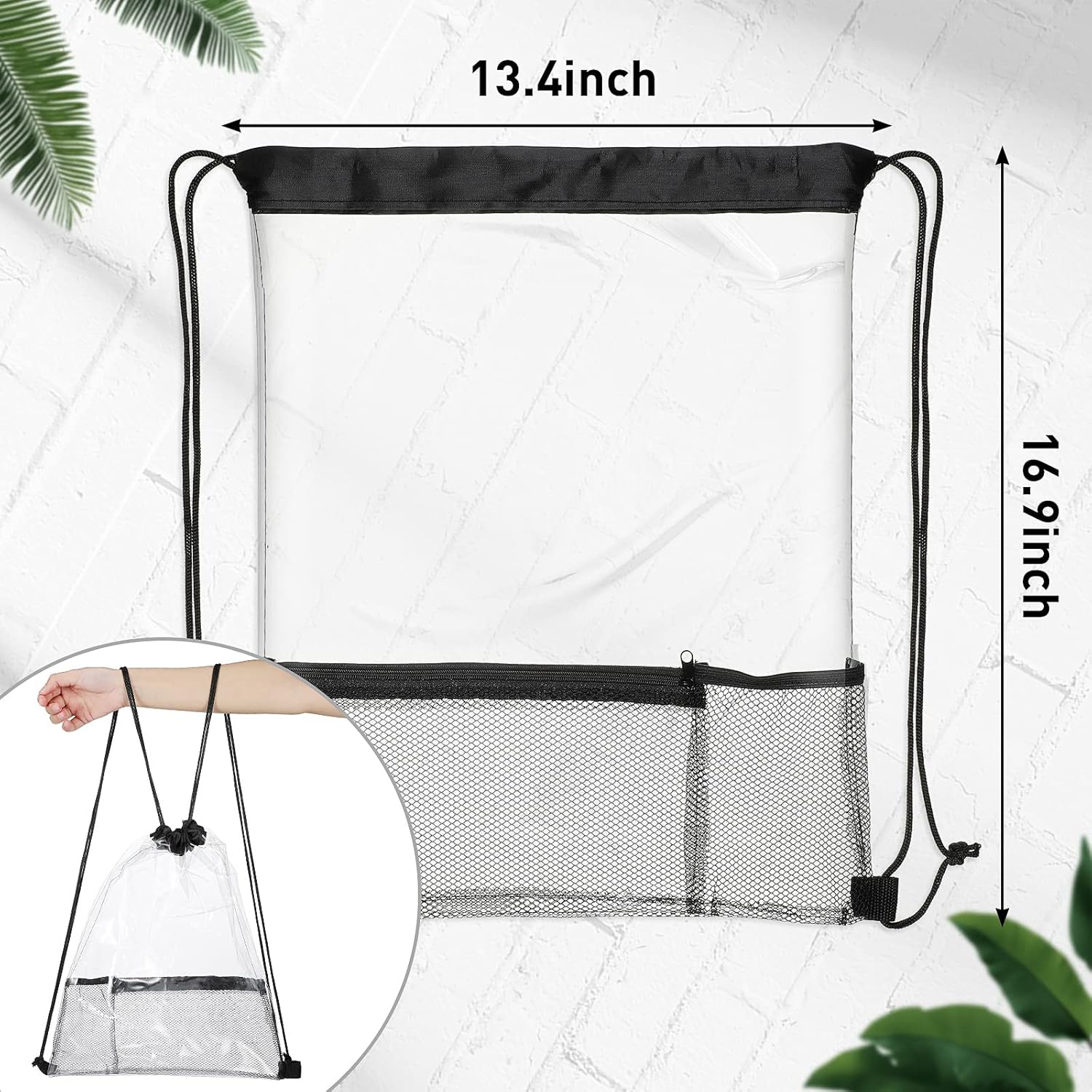 20 Pack Clear Drawstring Bags Bulk Stadium Approved Backpack for Sport Events Concerts Travel Beach - - Image 2
