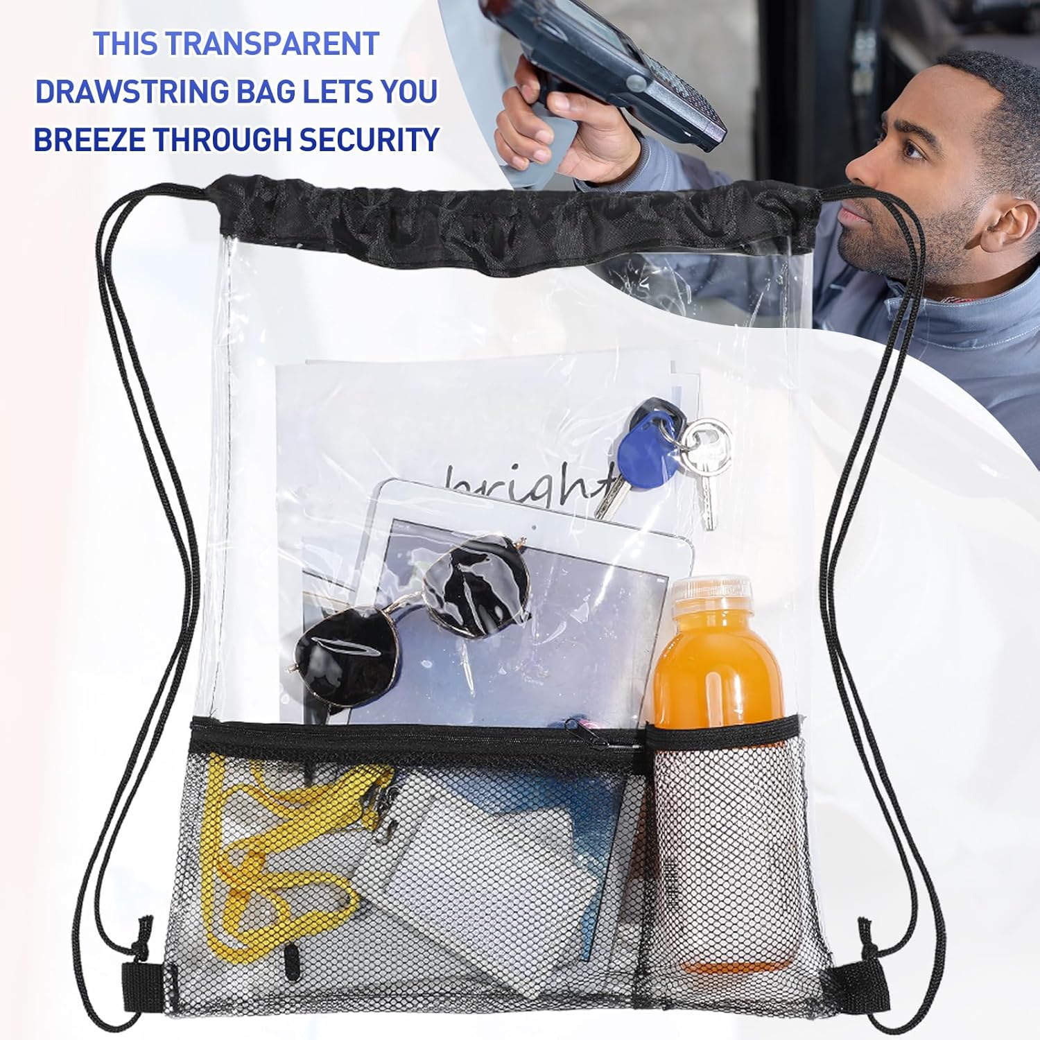 20 Pack Clear Drawstring Bags Bulk Stadium Approved Backpack for Sport Events Concerts Travel Beach - - Image 6