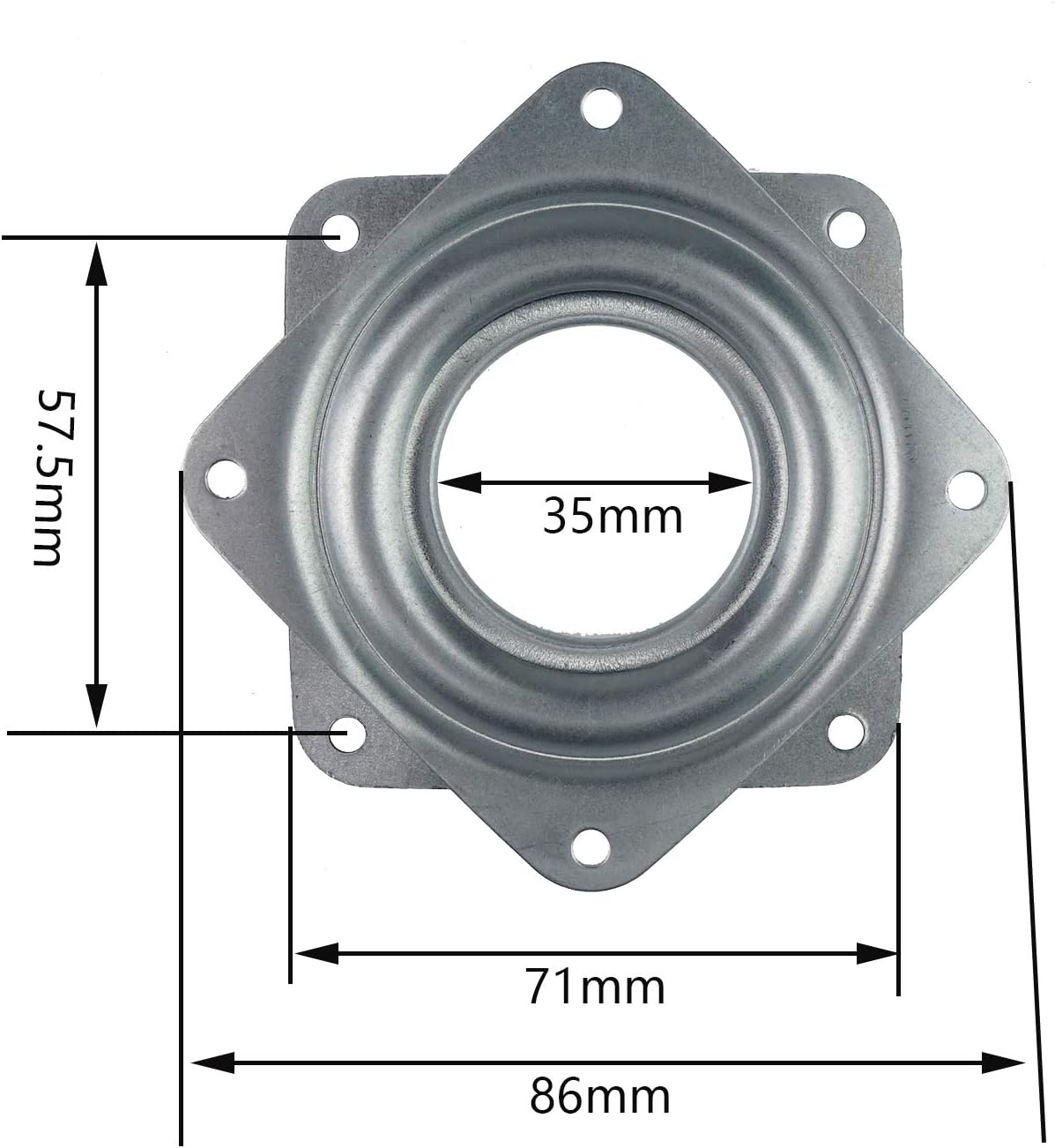4 Pack 2.8 Inches Lazy Susan Turntable, 5/16 InchesThick & 100 LB Capacity,Silver - Image 2