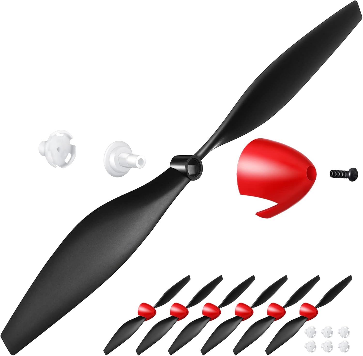 6 Sets Spare Rc Plane Propellers Airplane Carbon Fiber Nose Cone Compatible with Tr-p51 4 Channel Remote Control Propeller Savers and Adapter - - Image 1