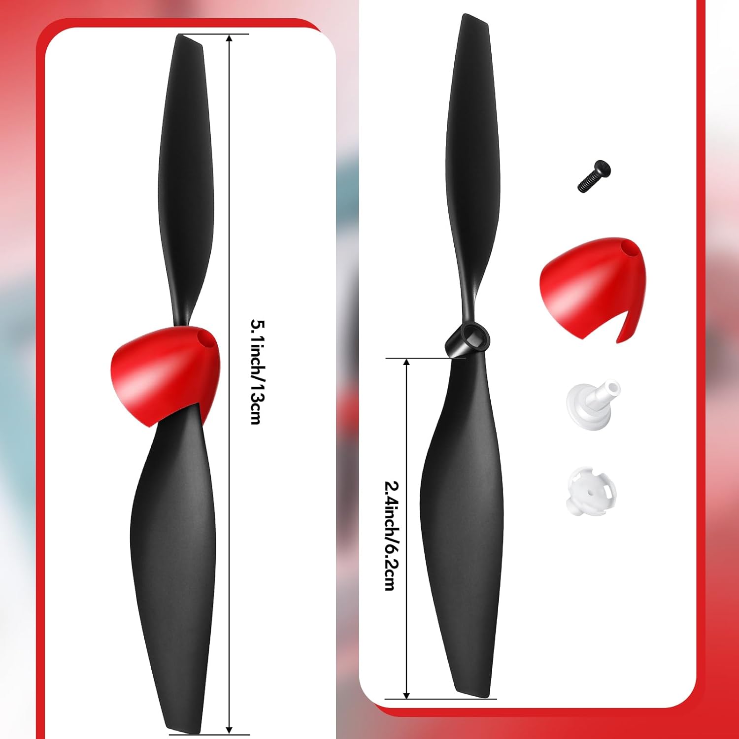 6 Sets Spare Rc Plane Propellers Airplane Carbon Fiber Nose Cone Compatible with Tr-p51 4 Channel Remote Control Propeller Savers and Adapter - - Image 3