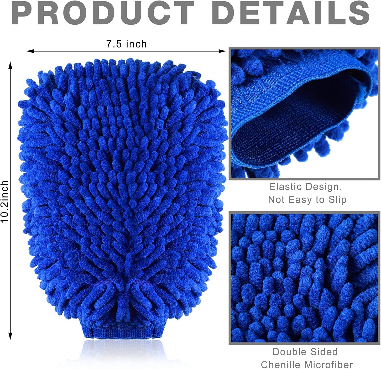 12 Pcs Car Wash Mitts - Chenille Microfiber Scratch Free Ultra Absorbent Sponge Cloths for Cars, Trucks and Boats Regular Size, 7.5'' x 10.2'' - Image 2