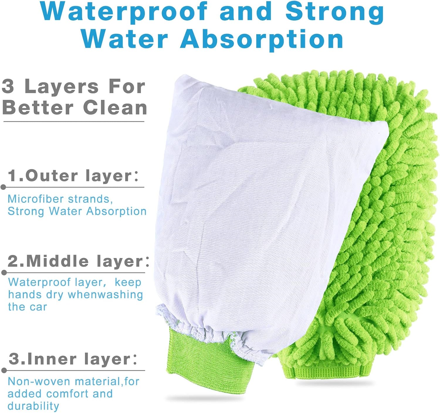 12 Pcs Car Wash Mitts - Chenille Microfiber Scratch Free Ultra Absorbent Sponge Cloths for Cars, Trucks and Boats Regular Size, 7.5'' x 10.2'' - Image 3