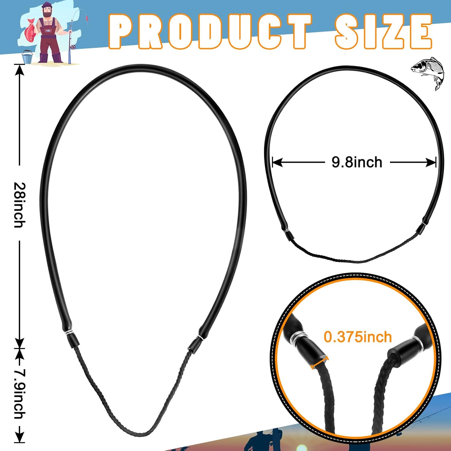 3 Pcs Pole Spear Sling Rubber Speargun Bands Ice Fishing Spearing Equipment for Harpoon Spearfishing Diving, 28 Inch Long - - Image 3