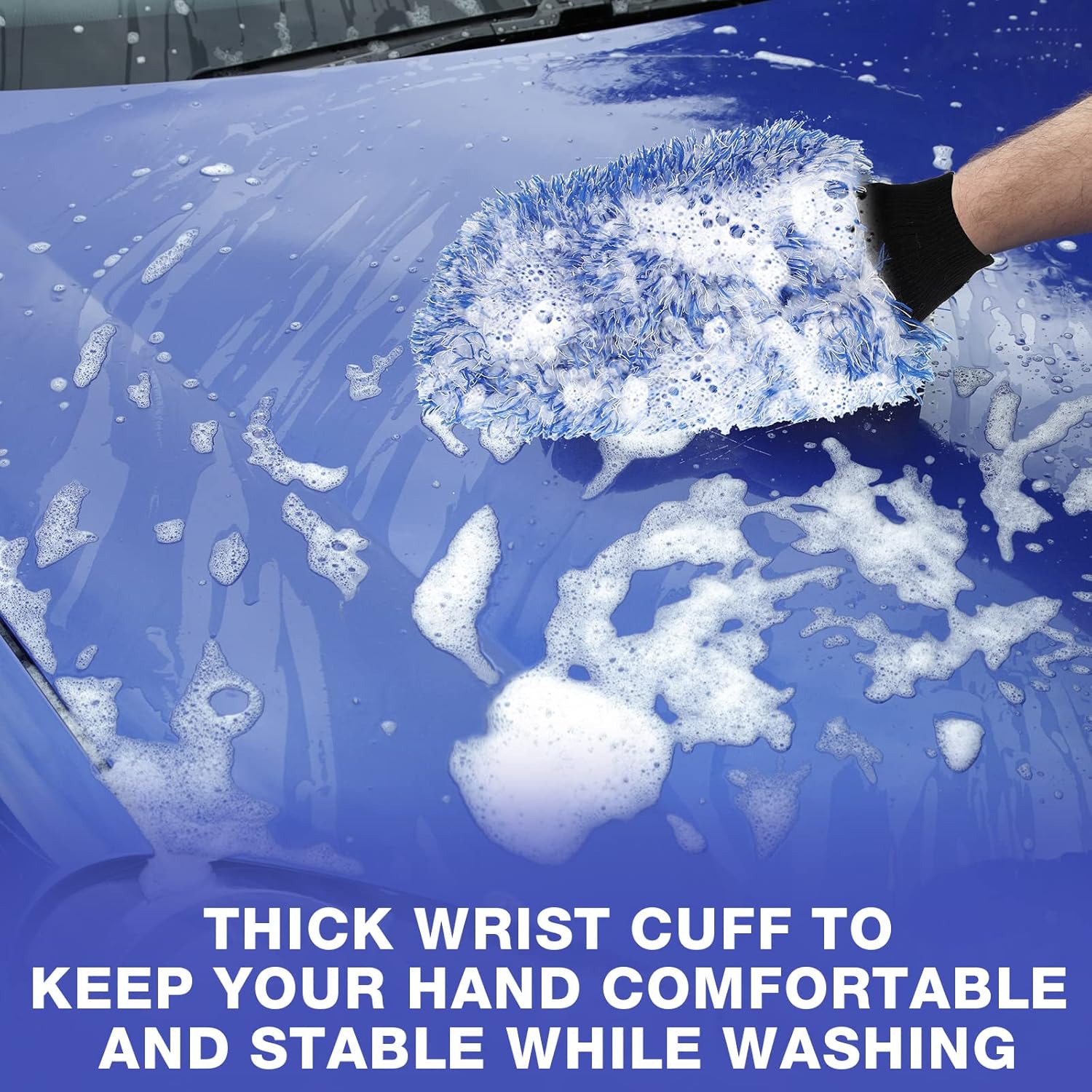 12 Pcs Microfiber Car Wash Mitts, Scratch Free Ultra Absorbent Sponge Glove Cleaner Mitts for Wheel Trucks Home Cleaning (Black and White,Blue White) - - Image 4