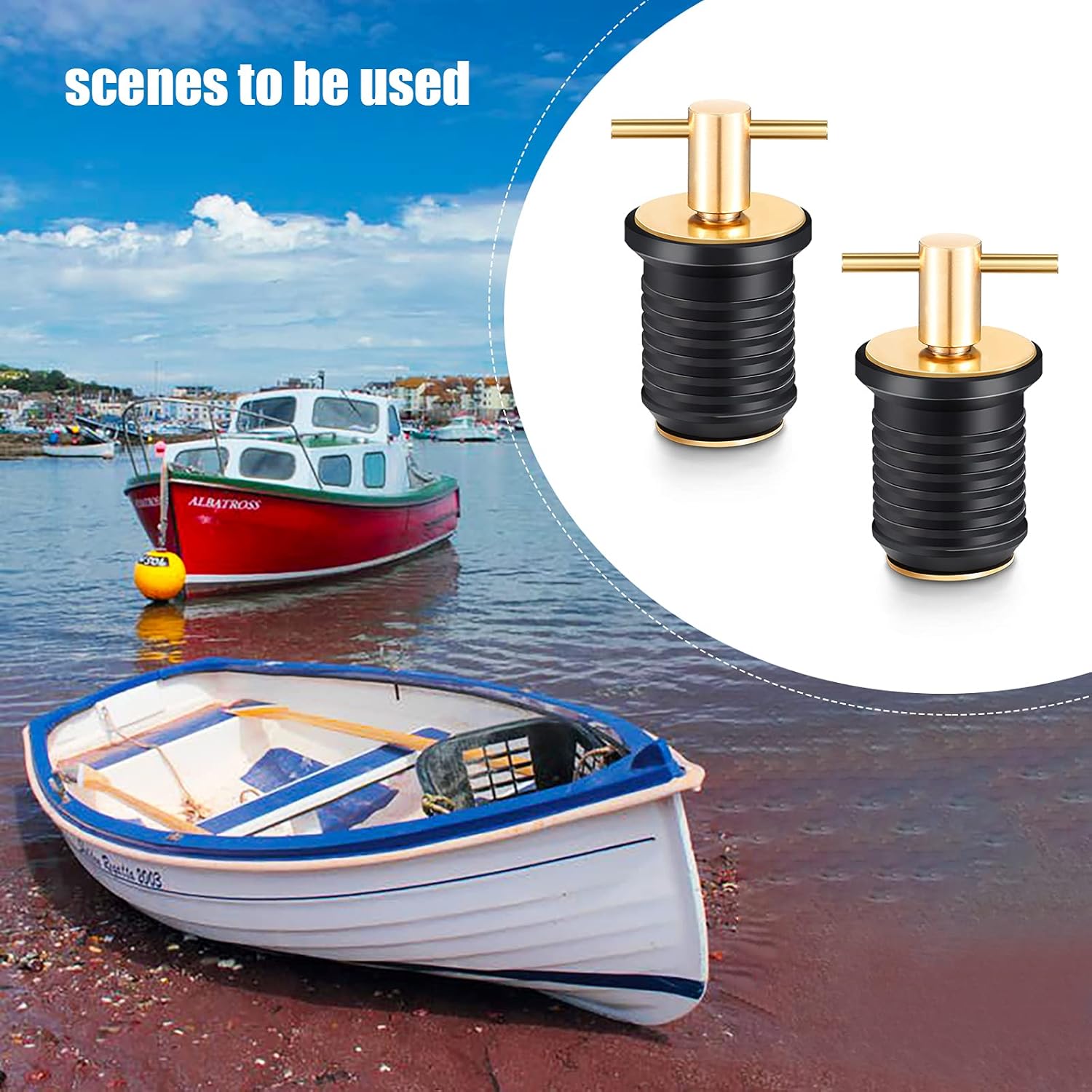 2 Pcs T-Handle Boat Drain Plug Brass Snap for Marine 1 Inch - - Image 7