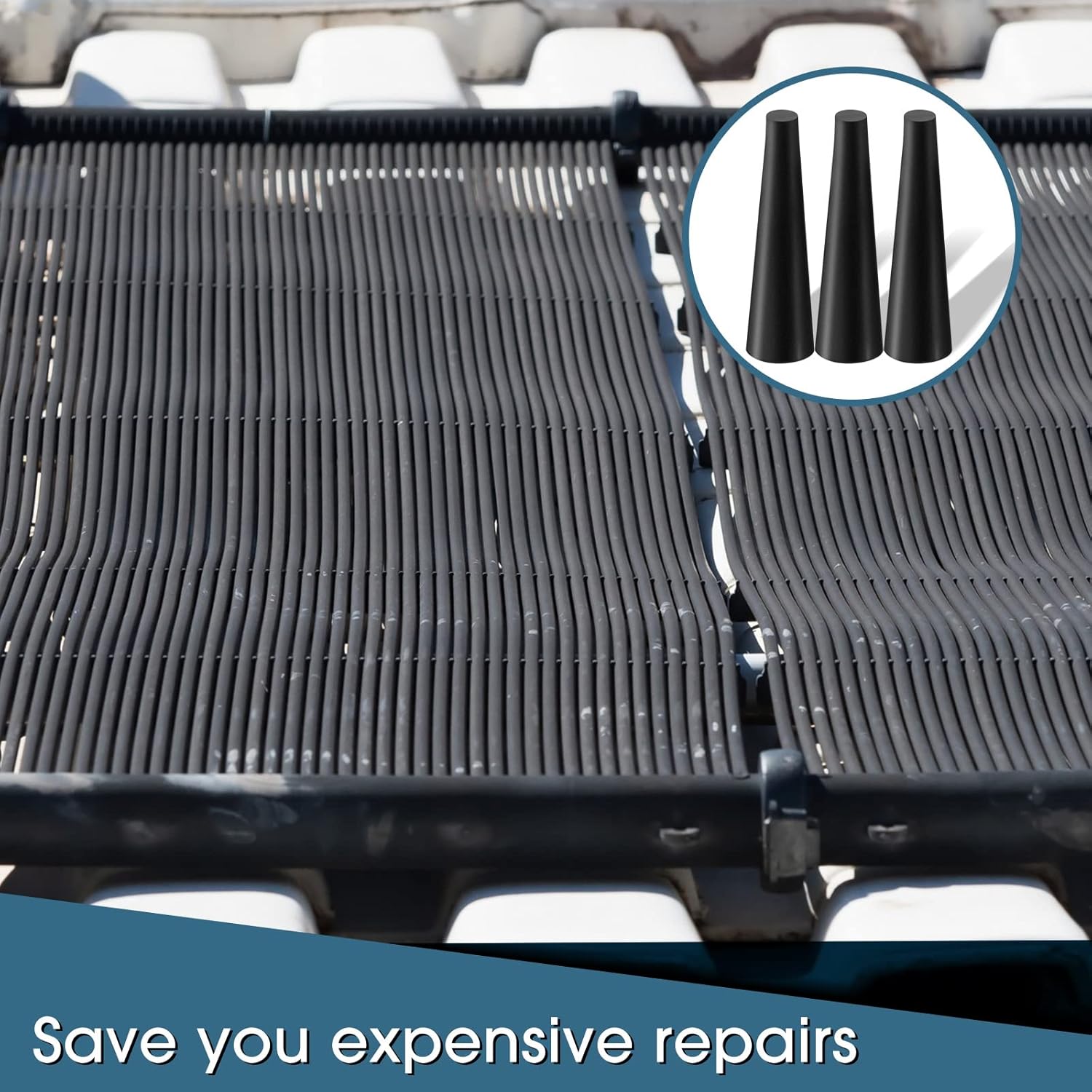 60 Pcs Pool Solar Panels Repair Plugs Heater Kit for Swimming Panels, Black (0.250) - 0.250